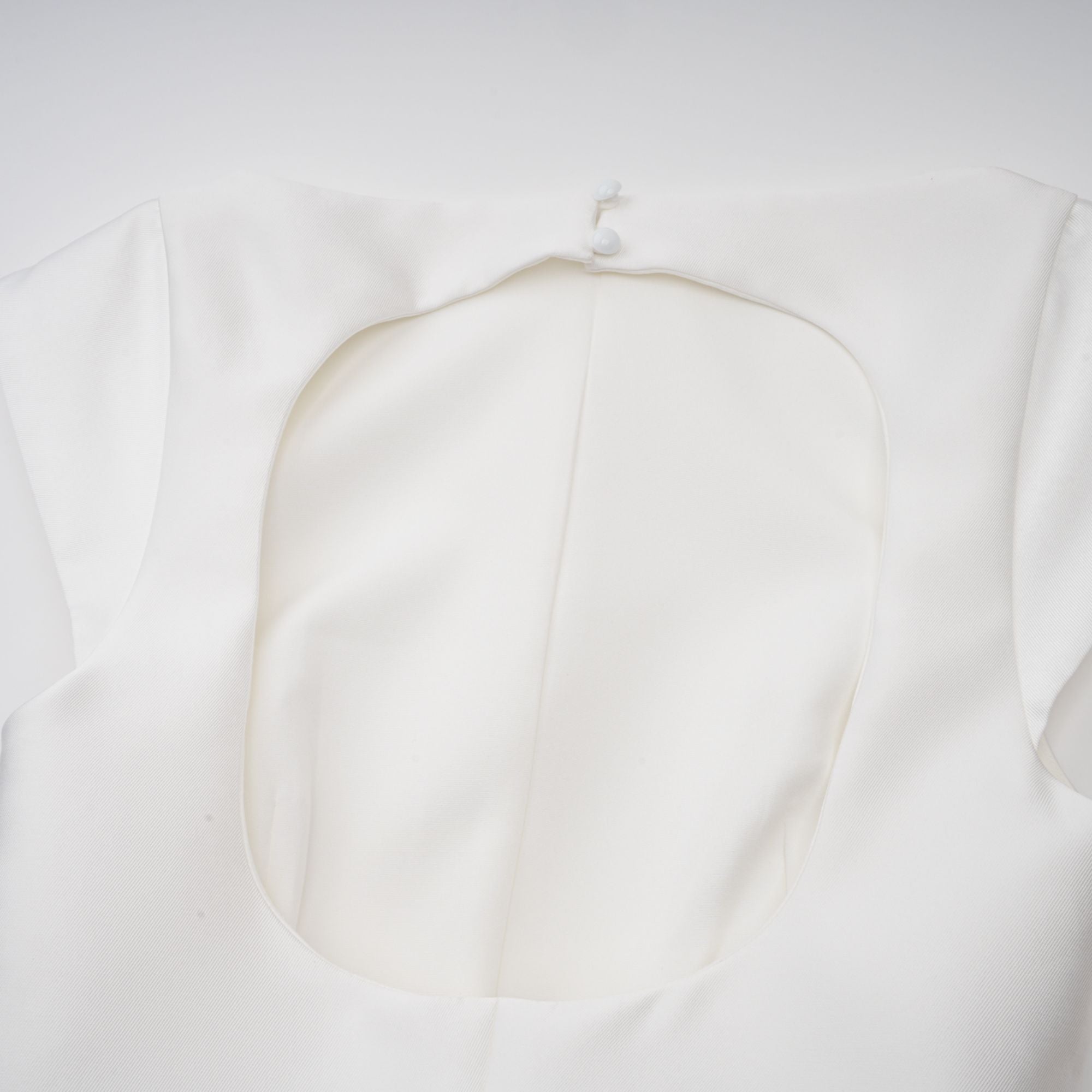 Amandine white open-back cap-sleeve midi dress