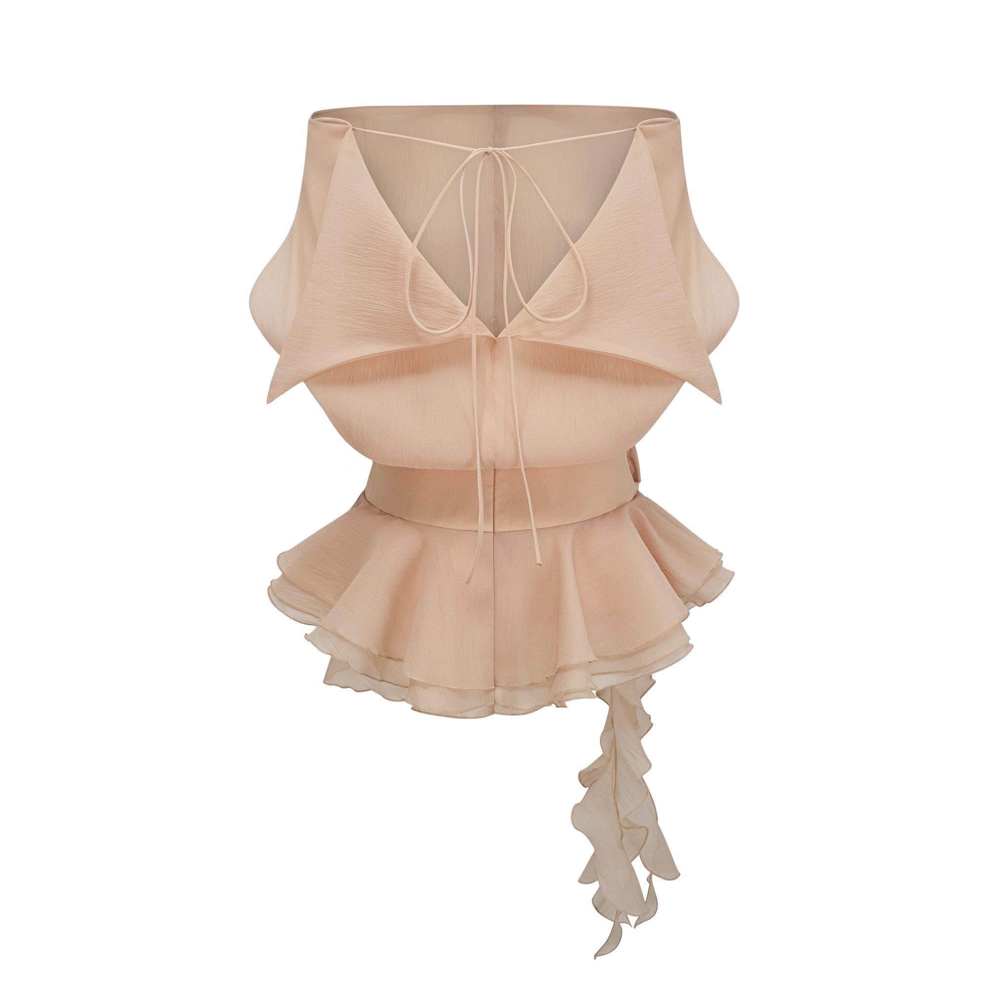 Amélie floral-appliqué flounced mini dress in Neutrals (Final Sale-US Only)