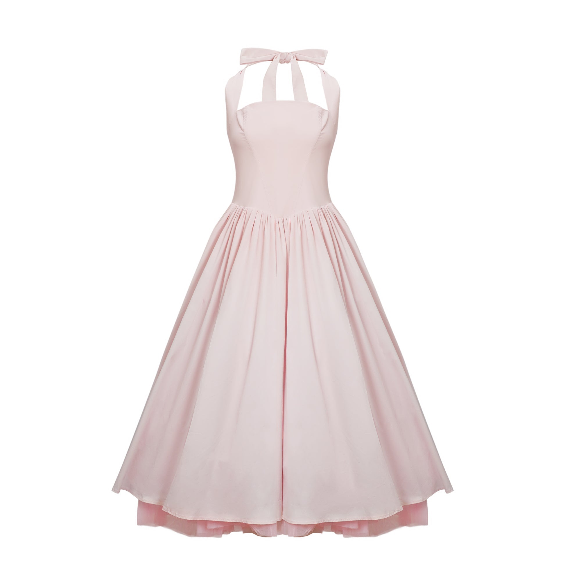 Eponine Pink Layered Flared Hem Midi Dress (Final Sale-US Only)