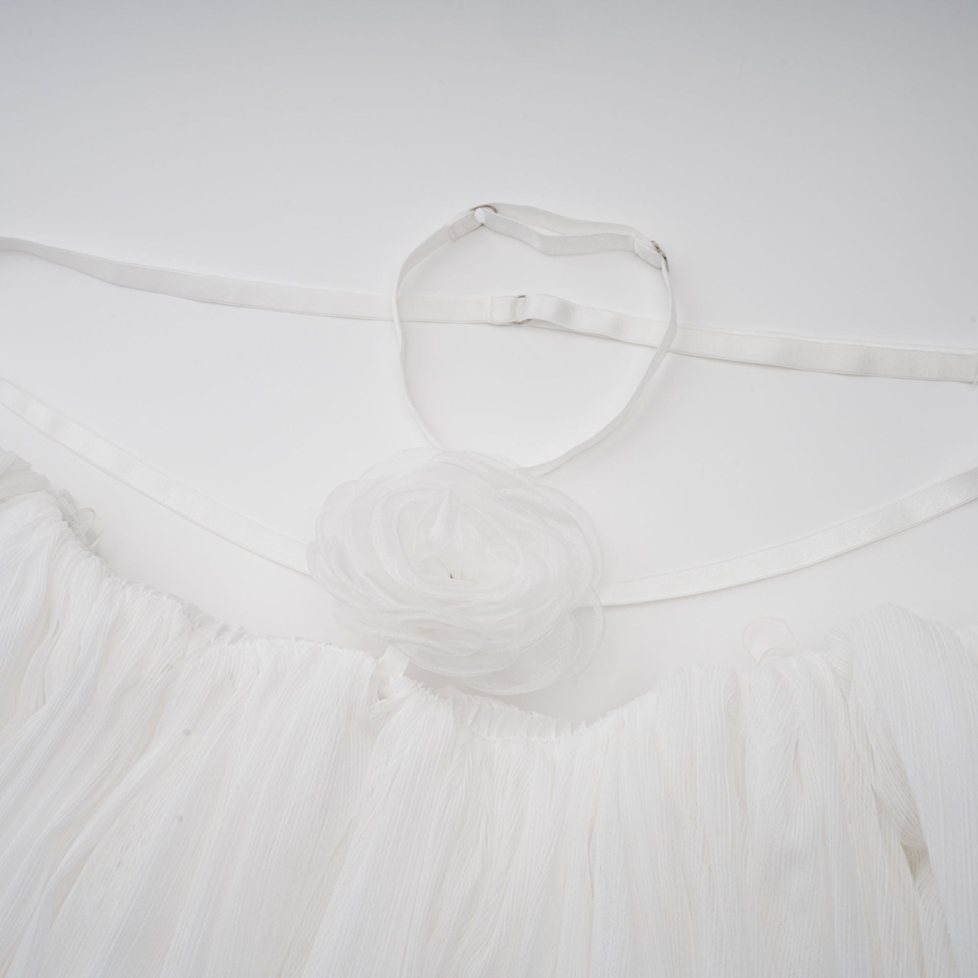 Hortense white floral-appliqué pleated tulle mini dress