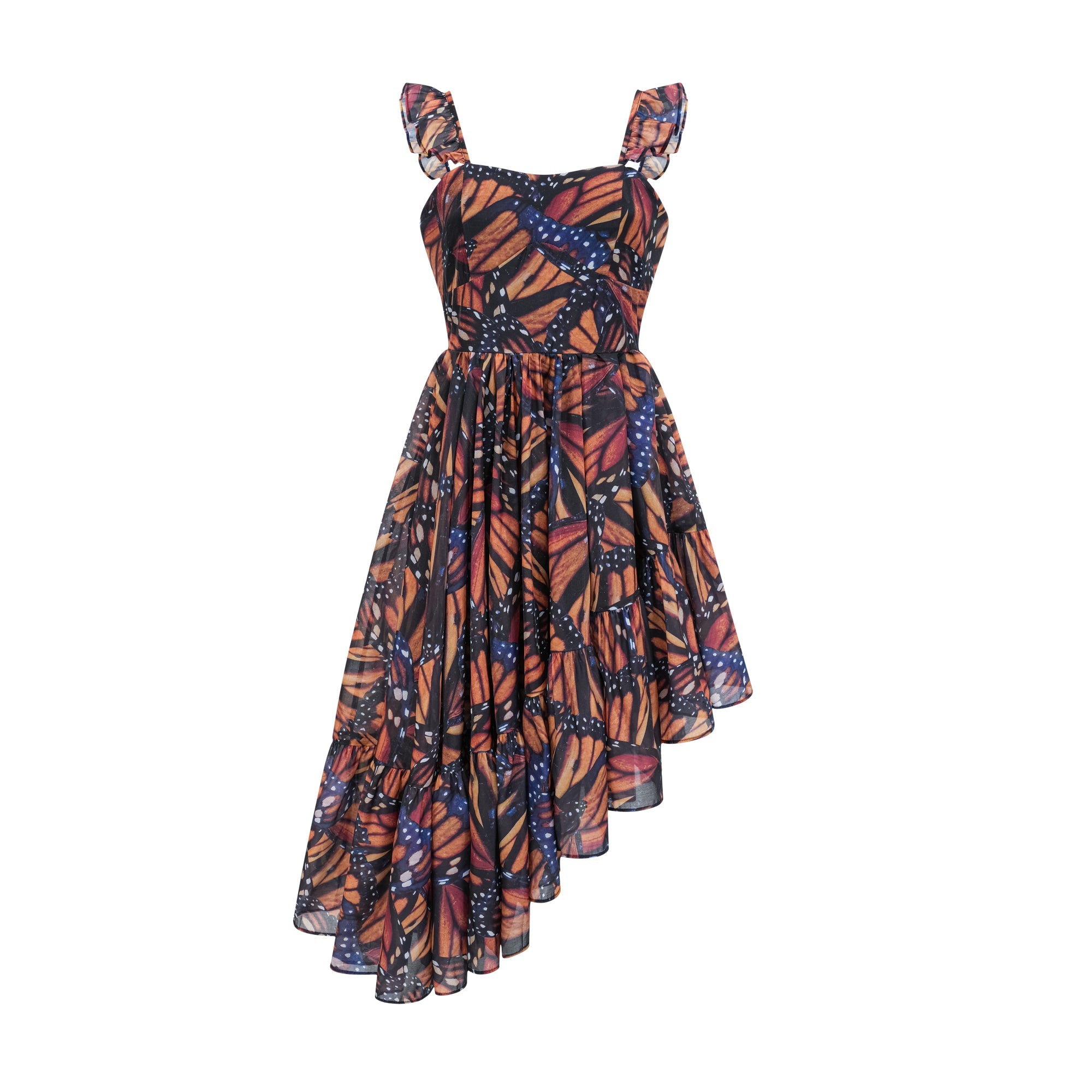 Coralie butterfly-print asymmetrical midi dress (US Only)