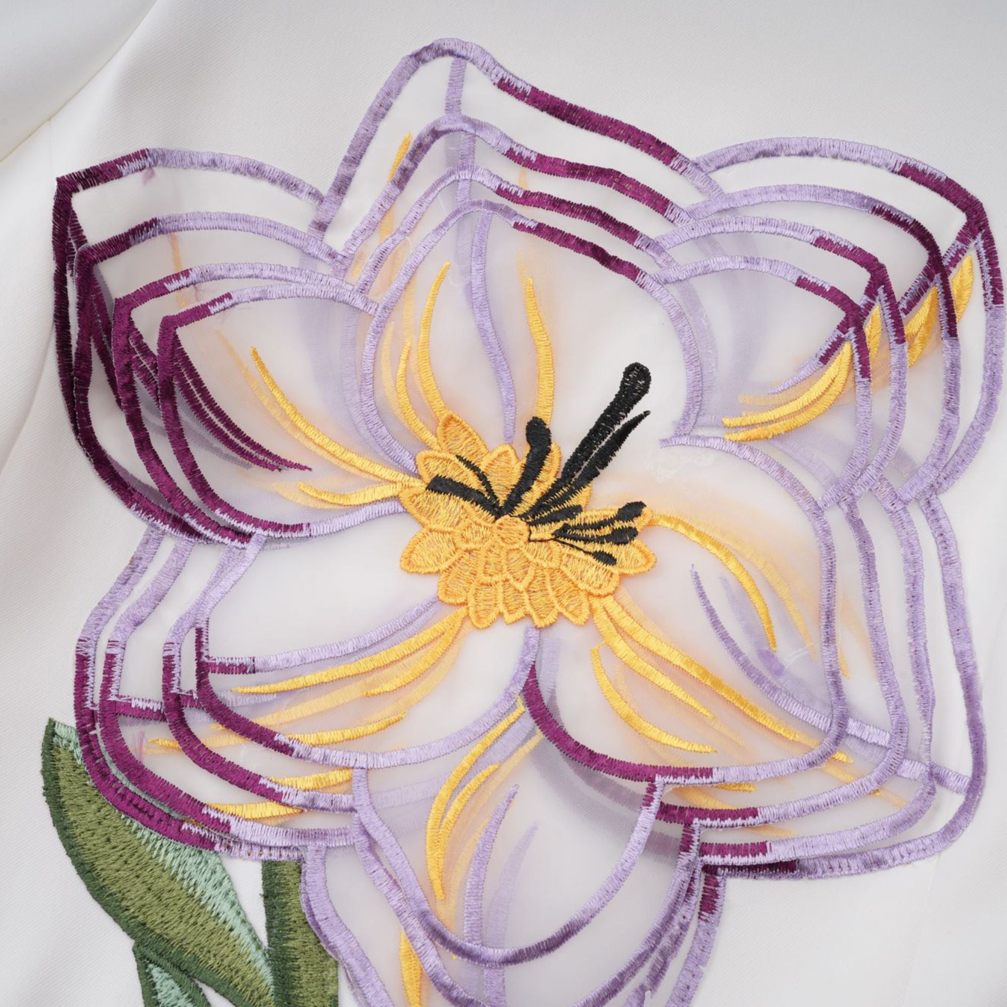 Irène White Sequin Floral Embroidered Midi Dress (Final Sale-US Only)