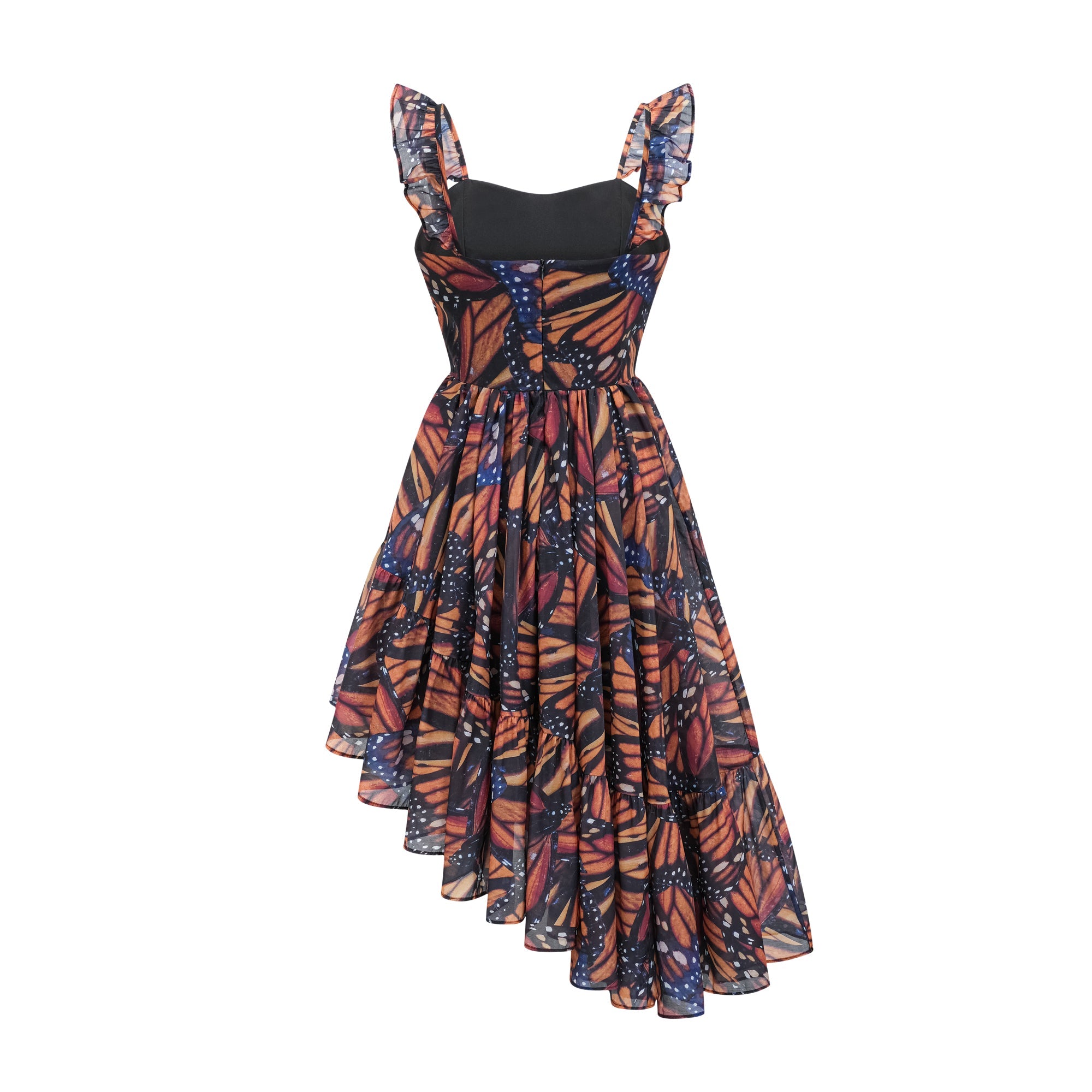 Coralie butterfly-print asymmetrical midi dress (US Only)