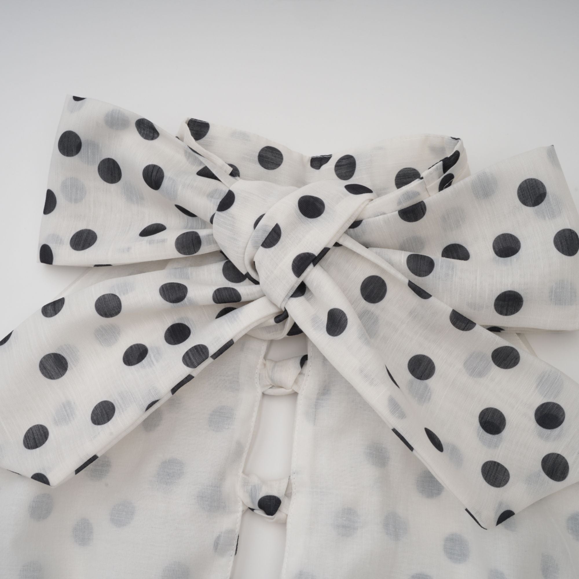 Audrey white bowknot polka-dot midi dress