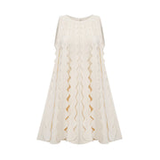Axelle white wavy-detail sleeveless mini dress - White