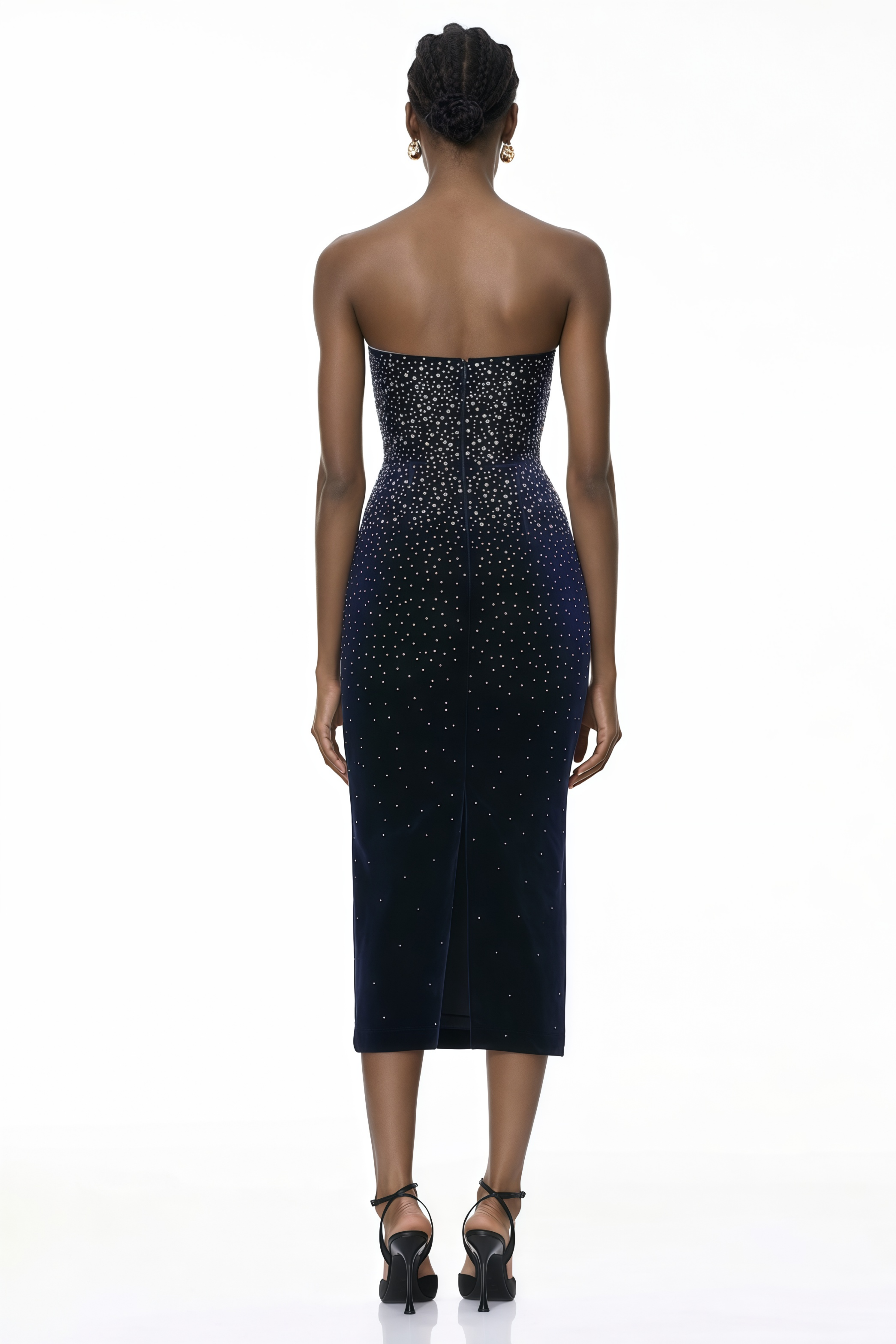 Daisy Black Rhinestone Midi Dress (Final Sale)