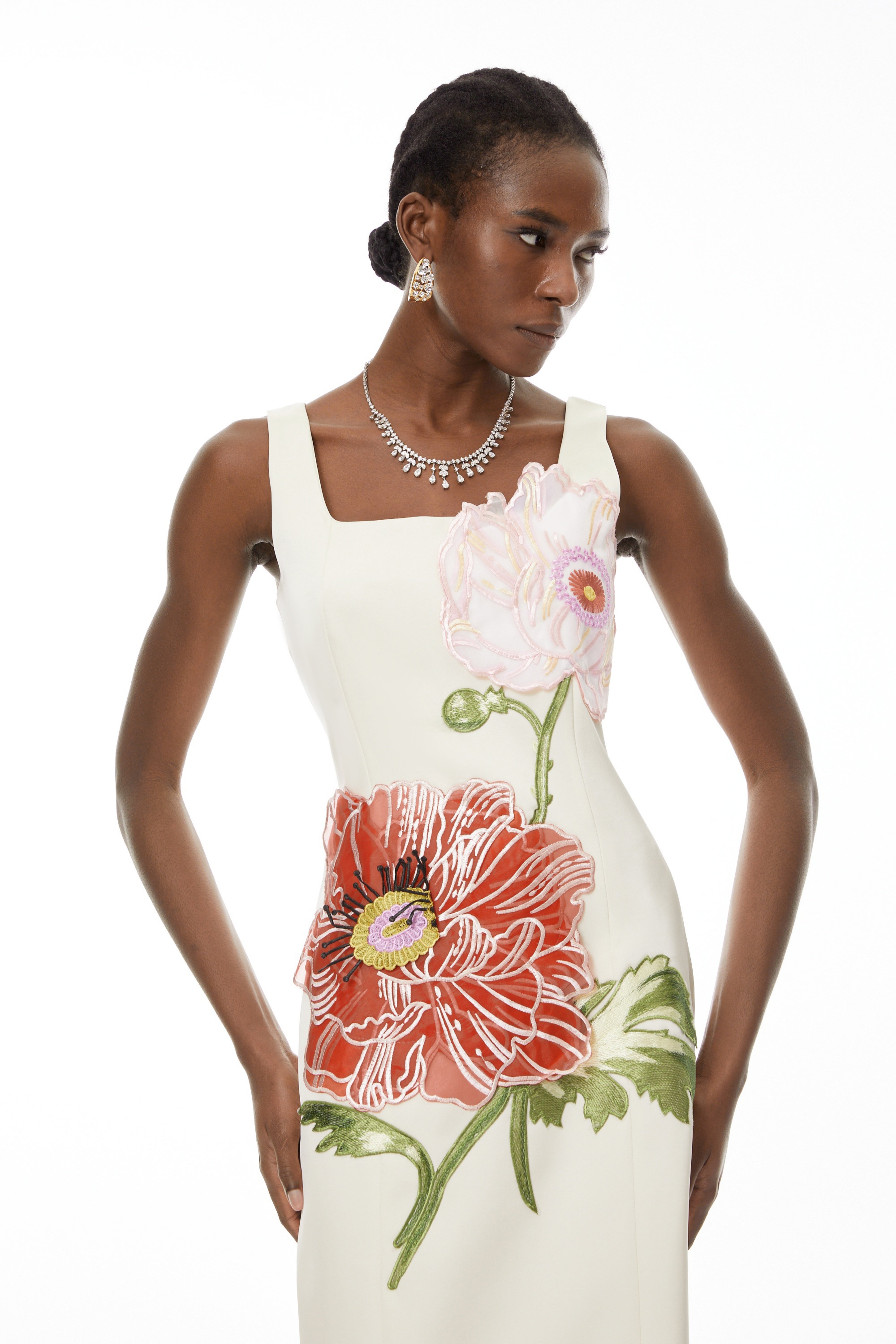 Damaris White Flora Embroidered Maxi Dress (Final Sale-US Only)