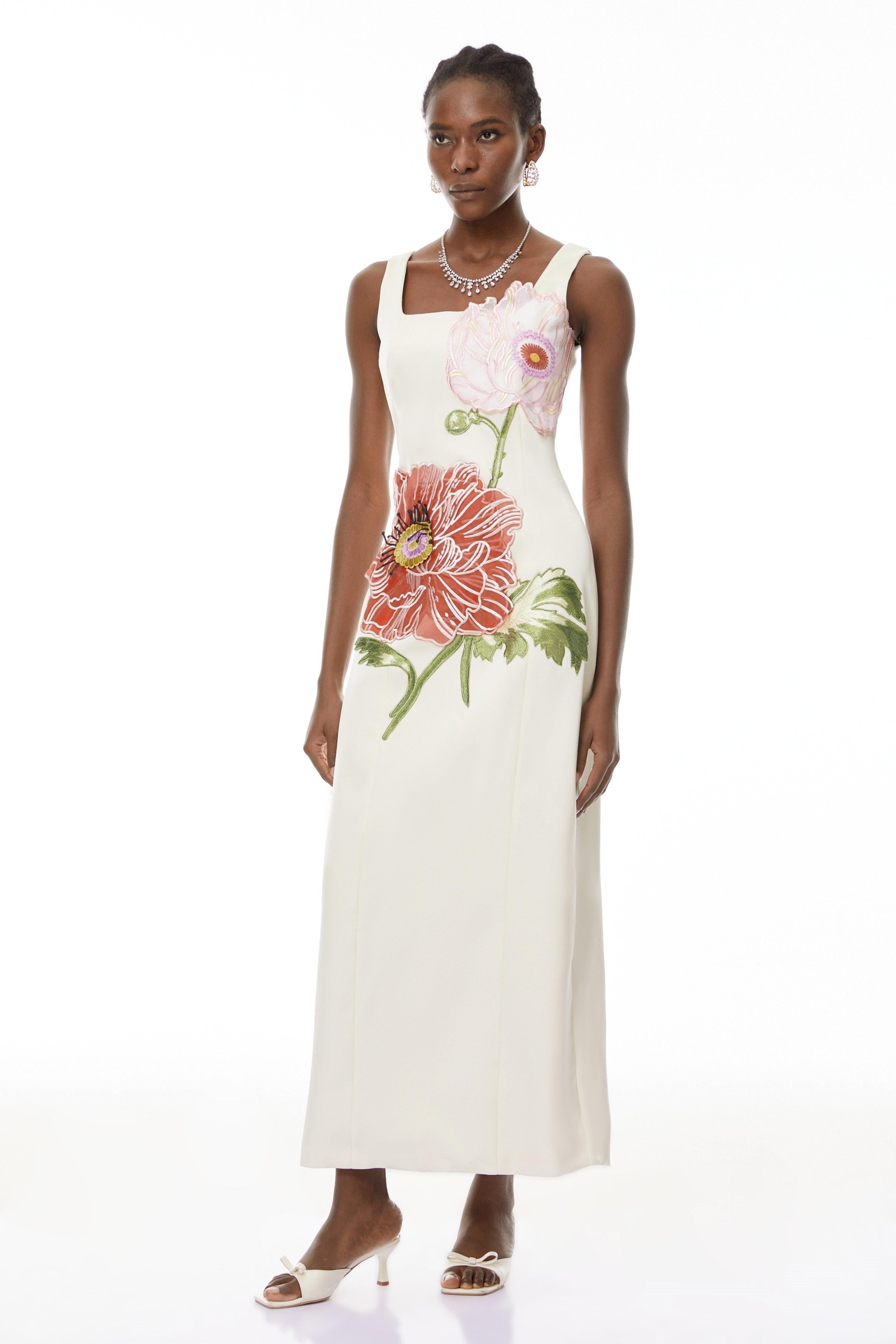 Damaris White Flora Embroidered Maxi Dress (Final Sale-US Only)