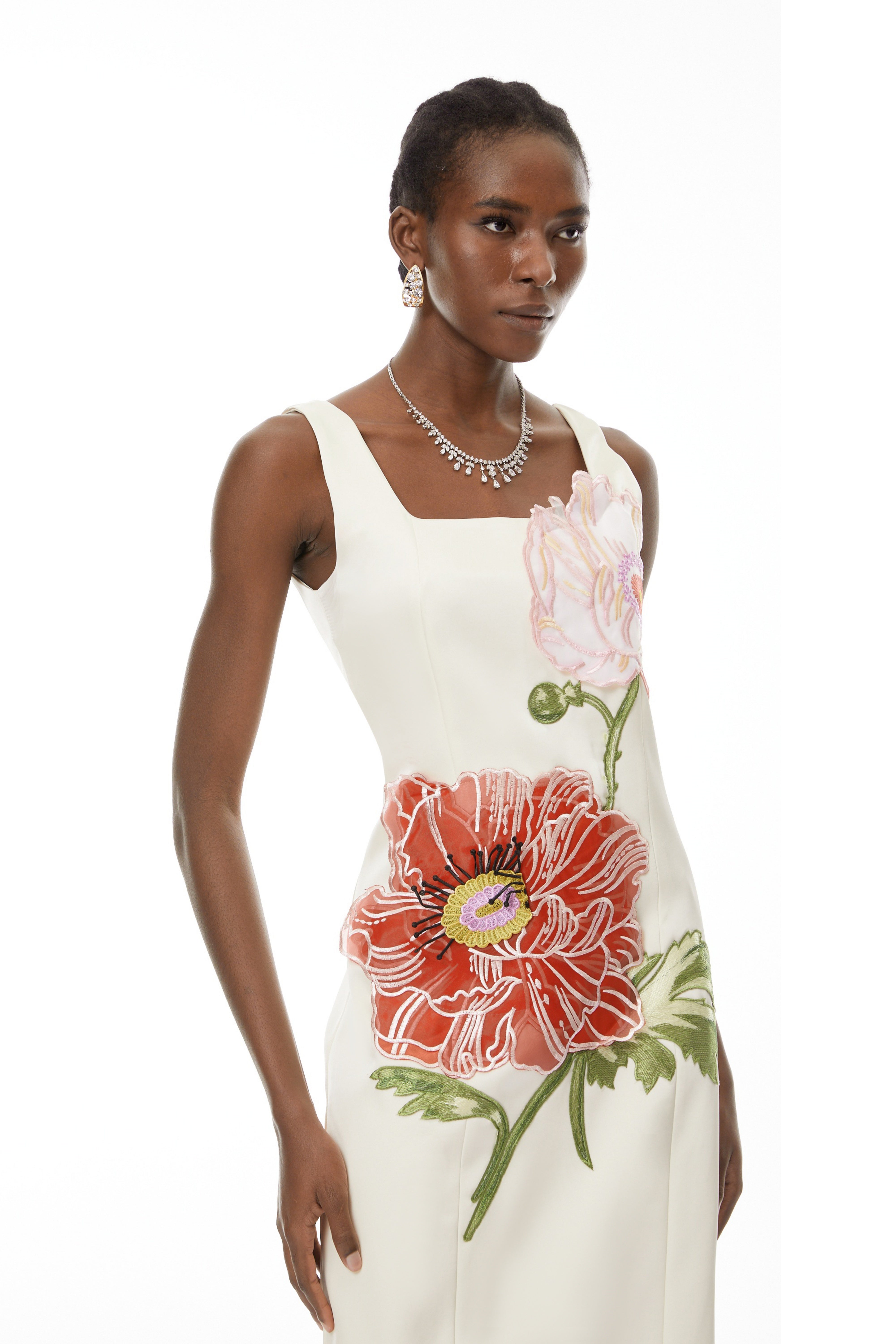 Damaris White Flora Embroidered Maxi Dress (Final Sale-US Only)