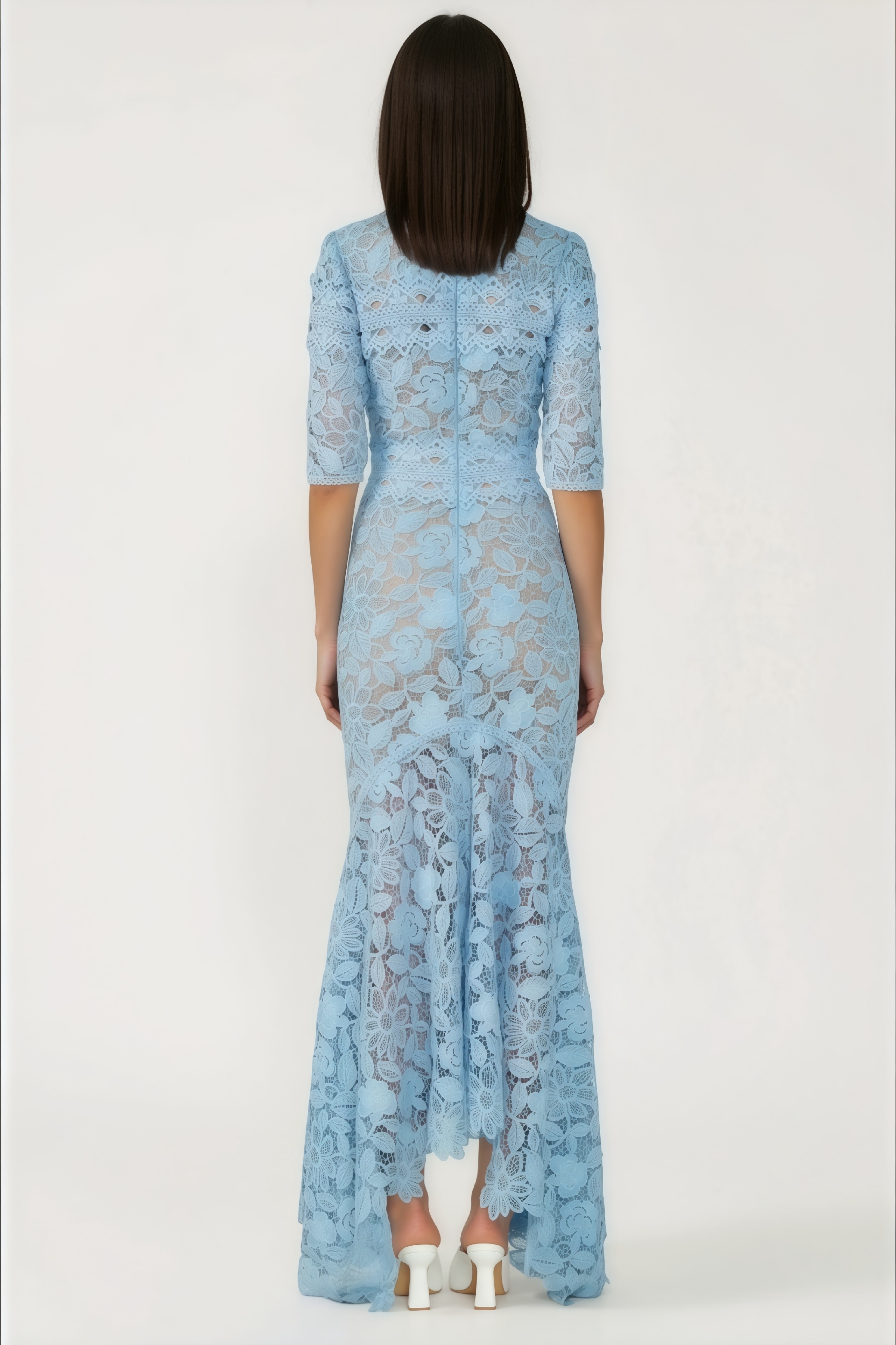 Daniela Blue Floral Lace Mermaid Maxi Dress (Final Sale-US Only)
