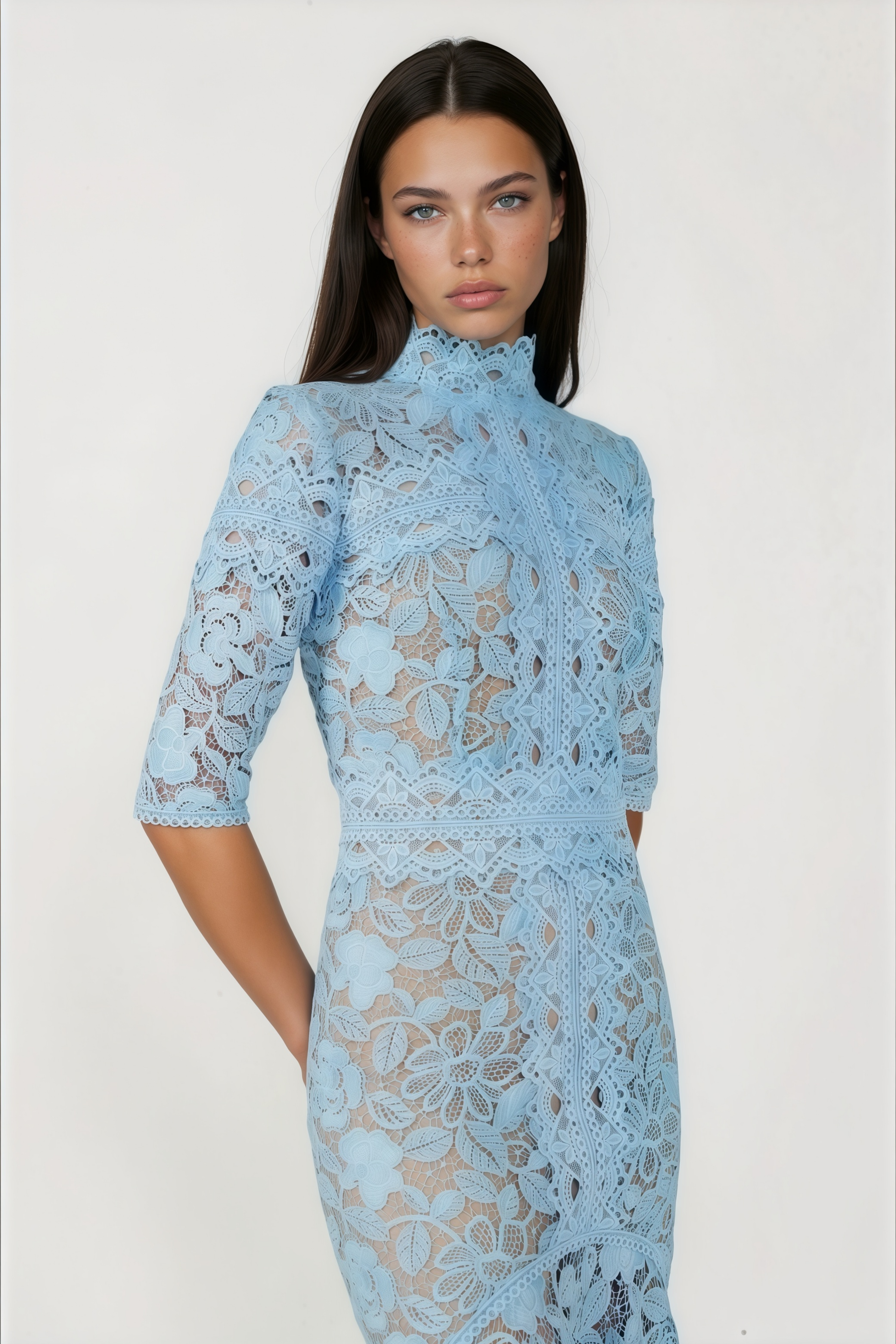 Daniela Blue Floral Lace Mermaid Maxi Dress (Final Sale-US Only)