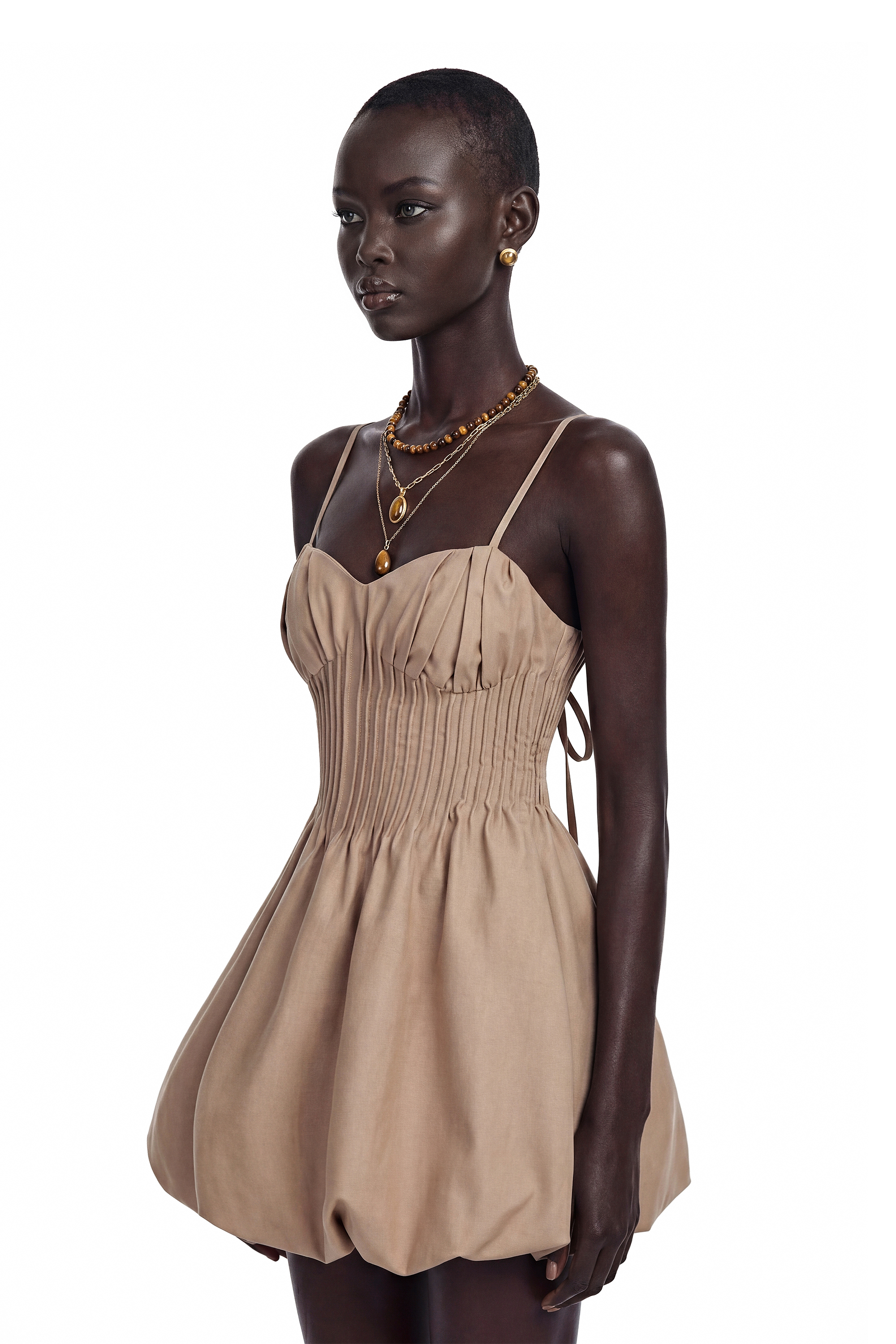 Deborah Champagne Sweetheart Pleated Mini Dress