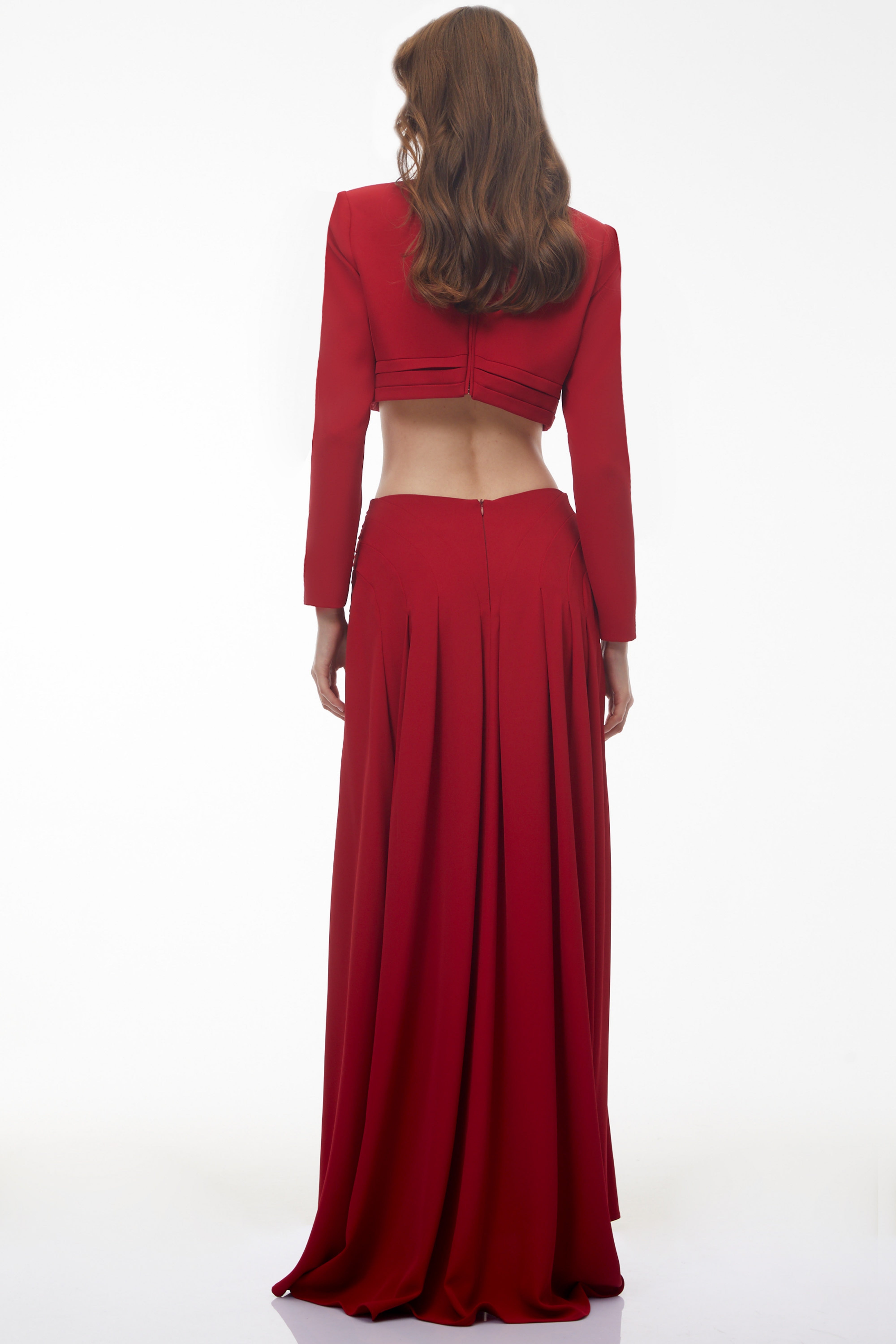 Domenica Red Turtleneck Top & Ruched Skirt Set (Final Sale)