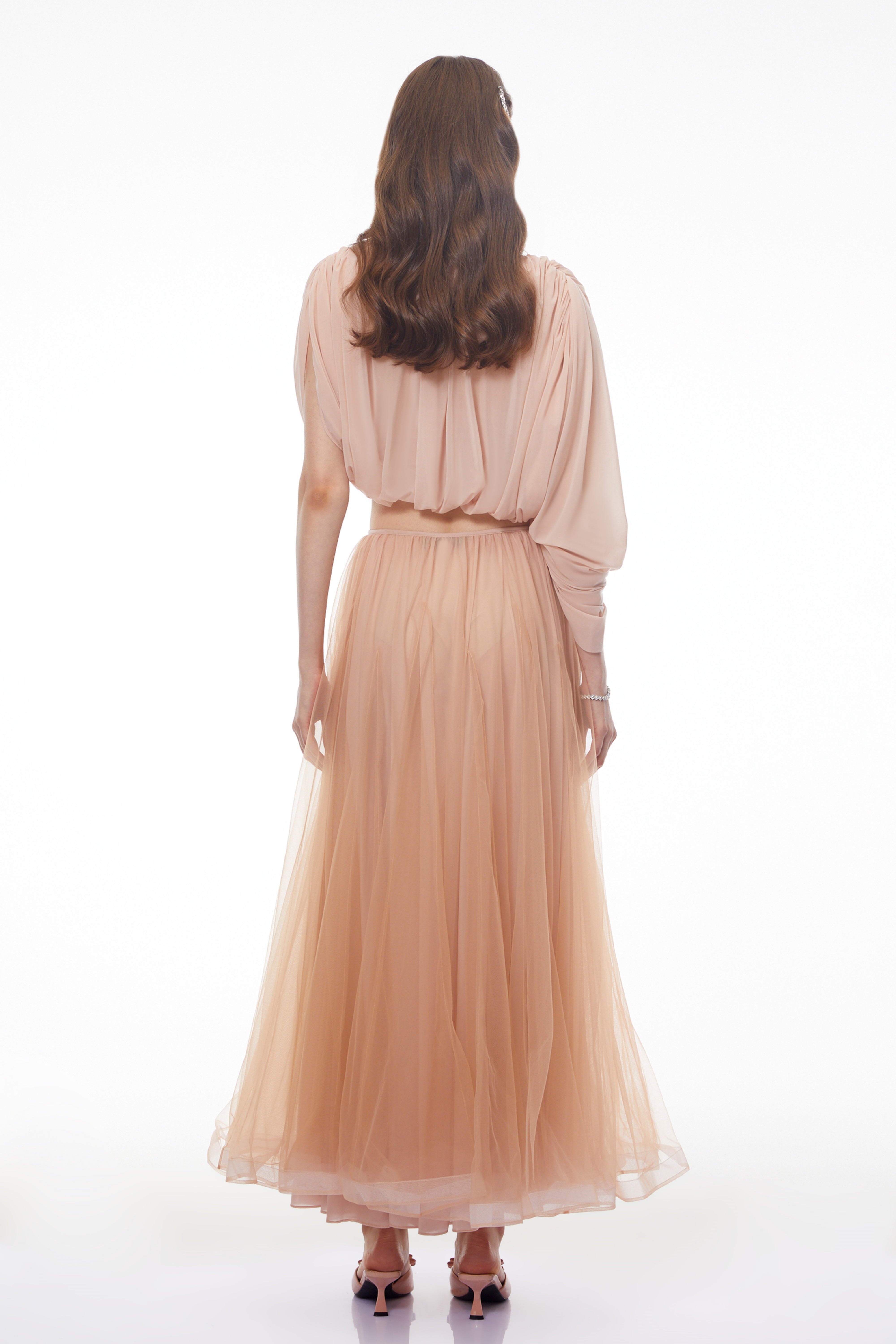 Donatella Pink Boat Neck Top & Pleated Skirt Set