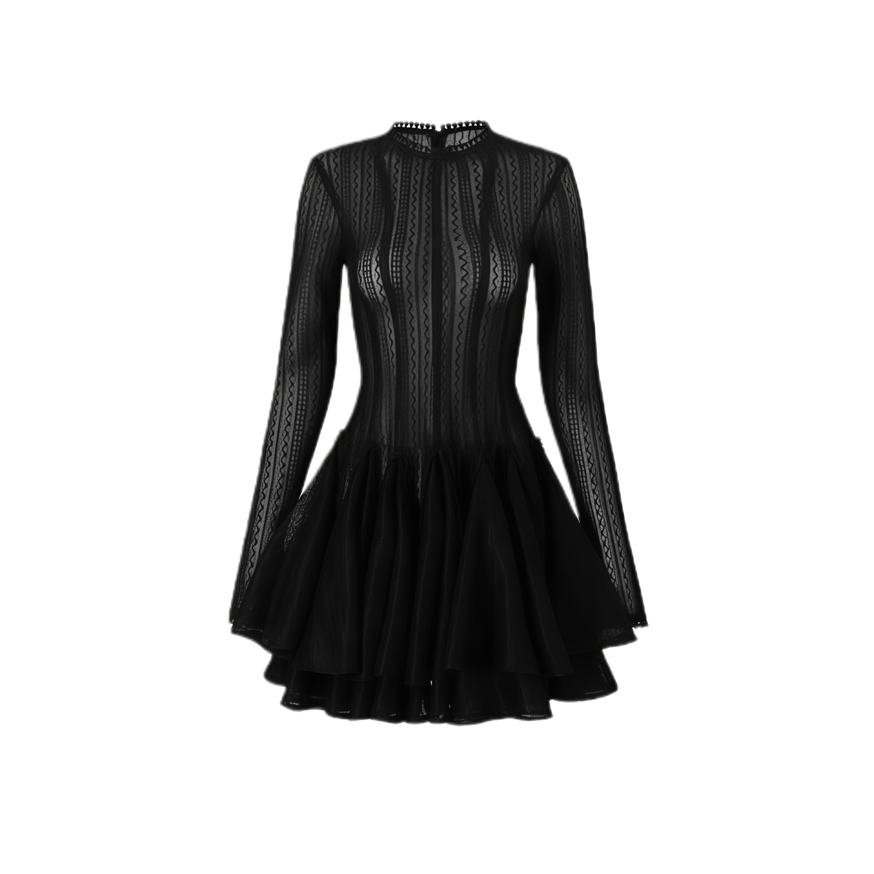 Hallie Black Layered Design Puff Mini Dress (Final Sale-US Only)