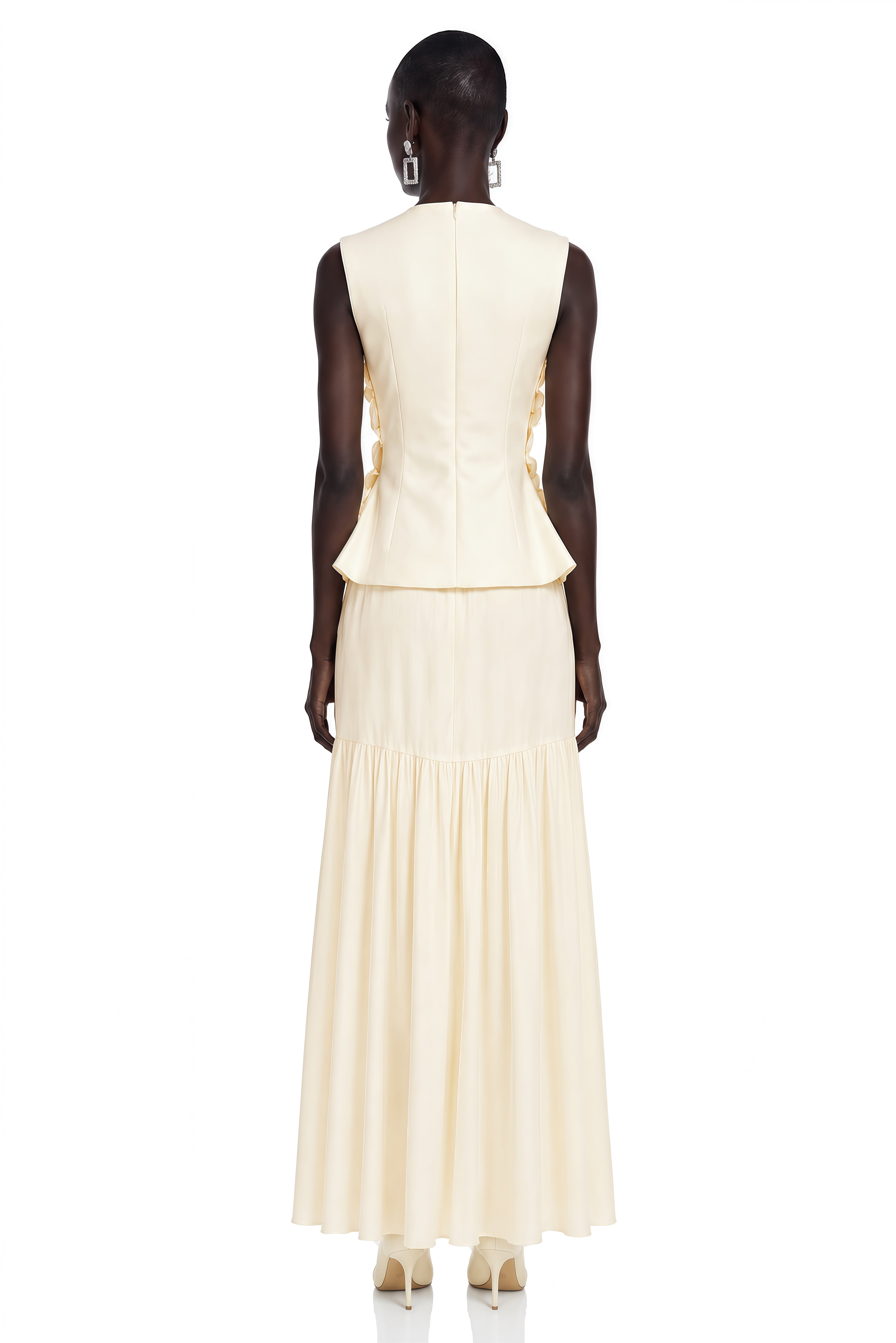 Edna Cream White Sleeveless Top with 3D Florals