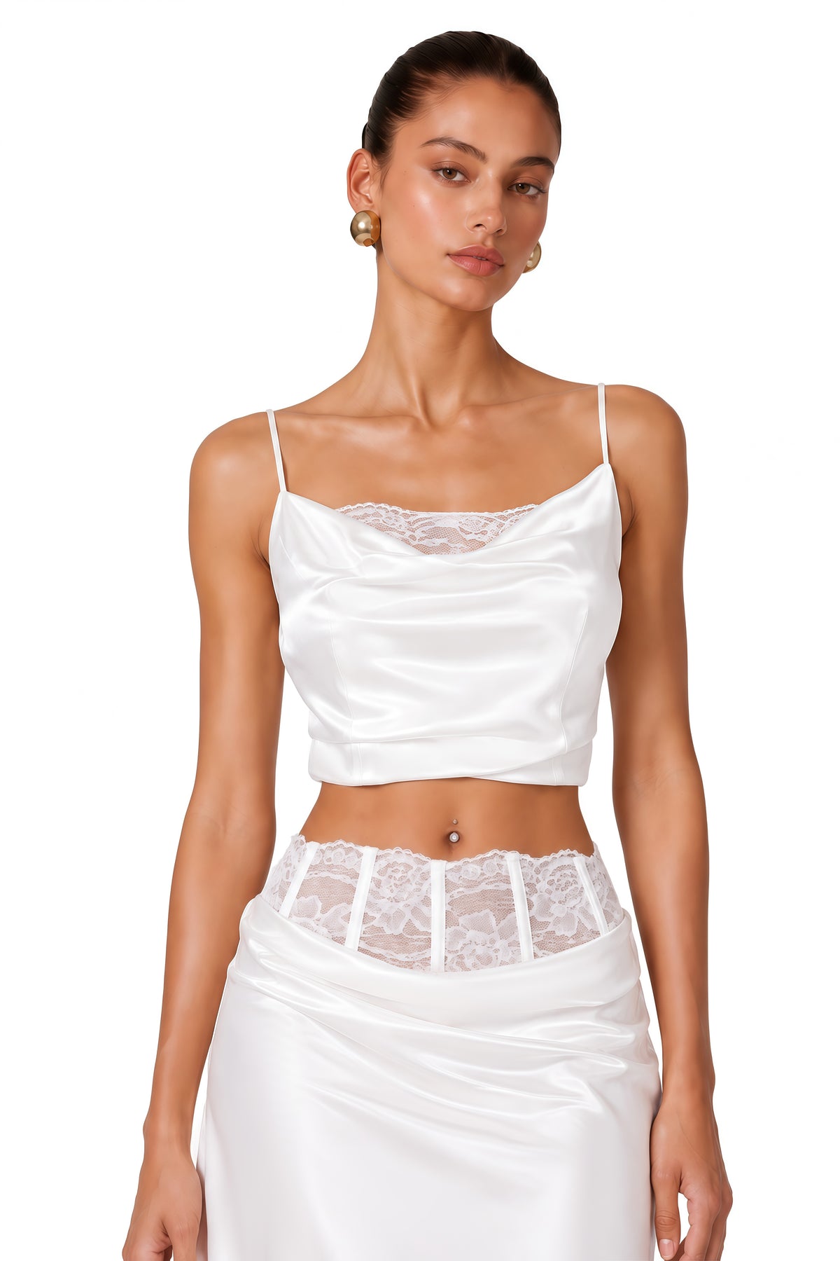 eeva white floral lace panel crop top