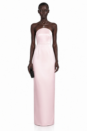 Efsun Pink Off Shoulder Satin Maxi Dress