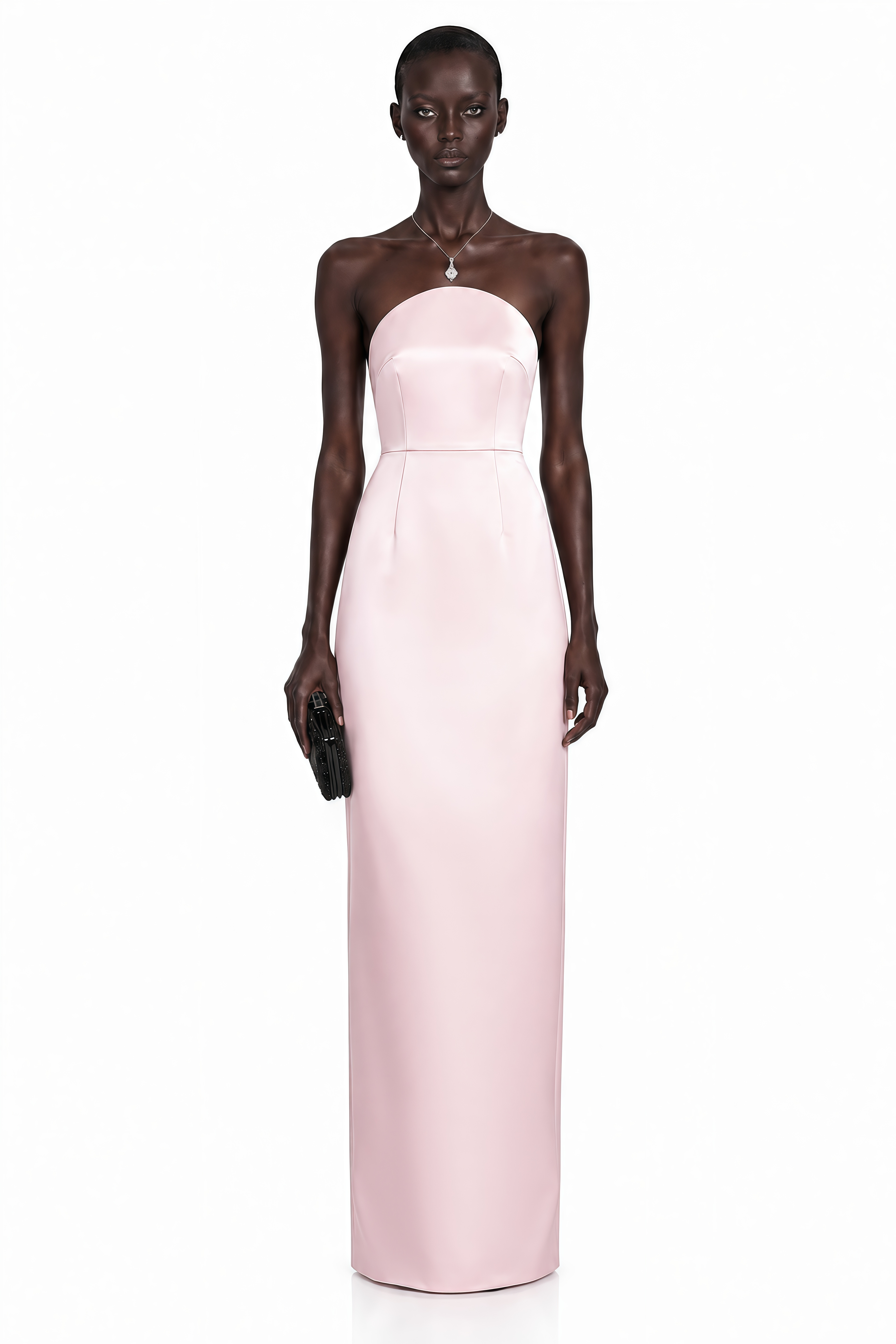Efsun Pink Off Shoulder Satin Maxi Dress