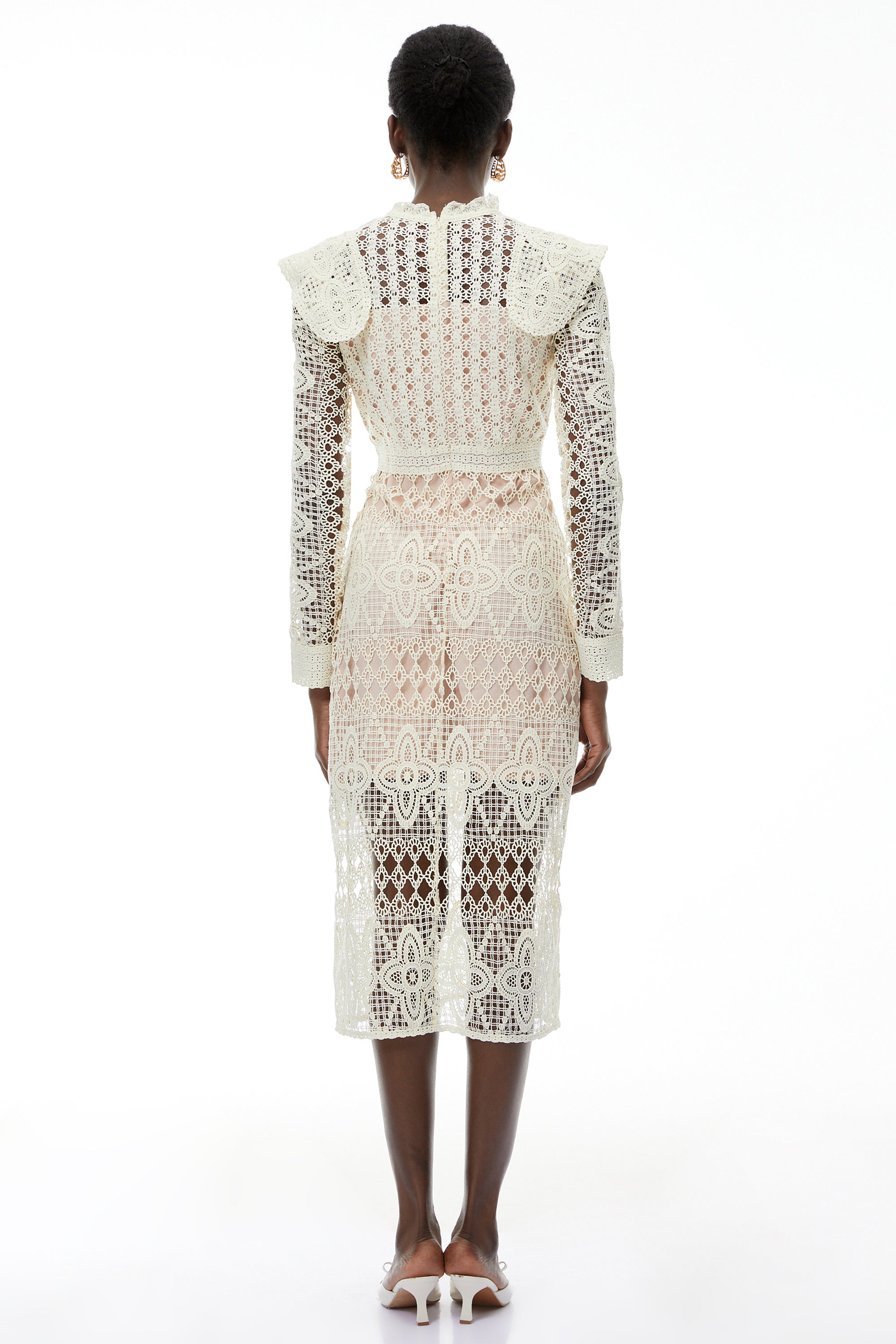 Eglantine Ivory Cut-Out Floral Lace Midi Dress (Final Sale-US Only)