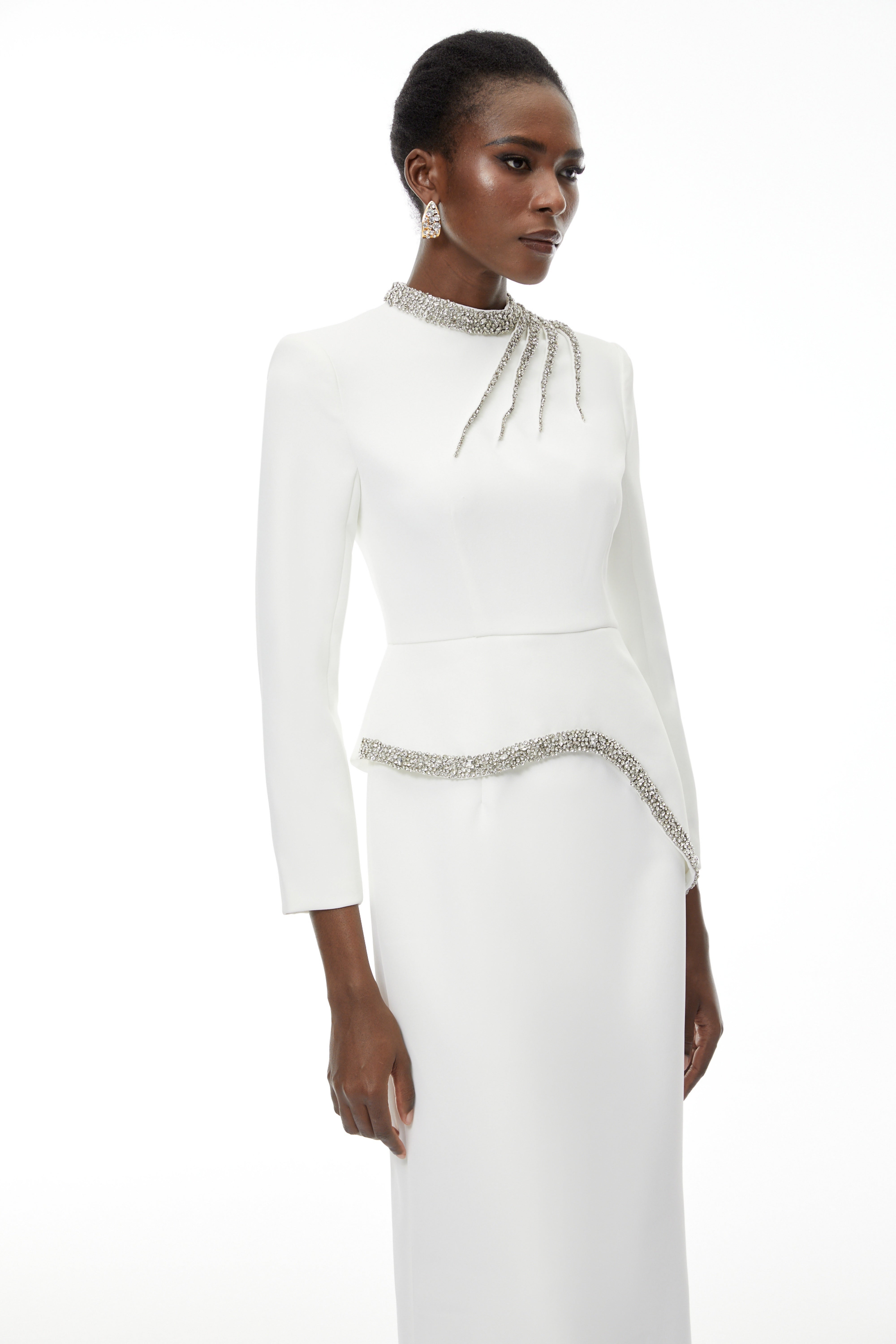Eleri White Beaded Maxi Dress