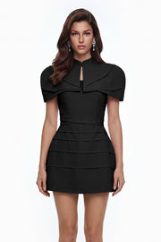 Elina Black Cape Mini Dress
