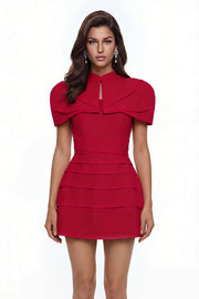 Elina Red Cape Mini Dress