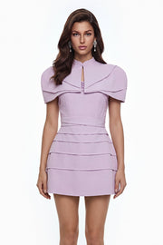 Elina Purple Cape Mini Dress