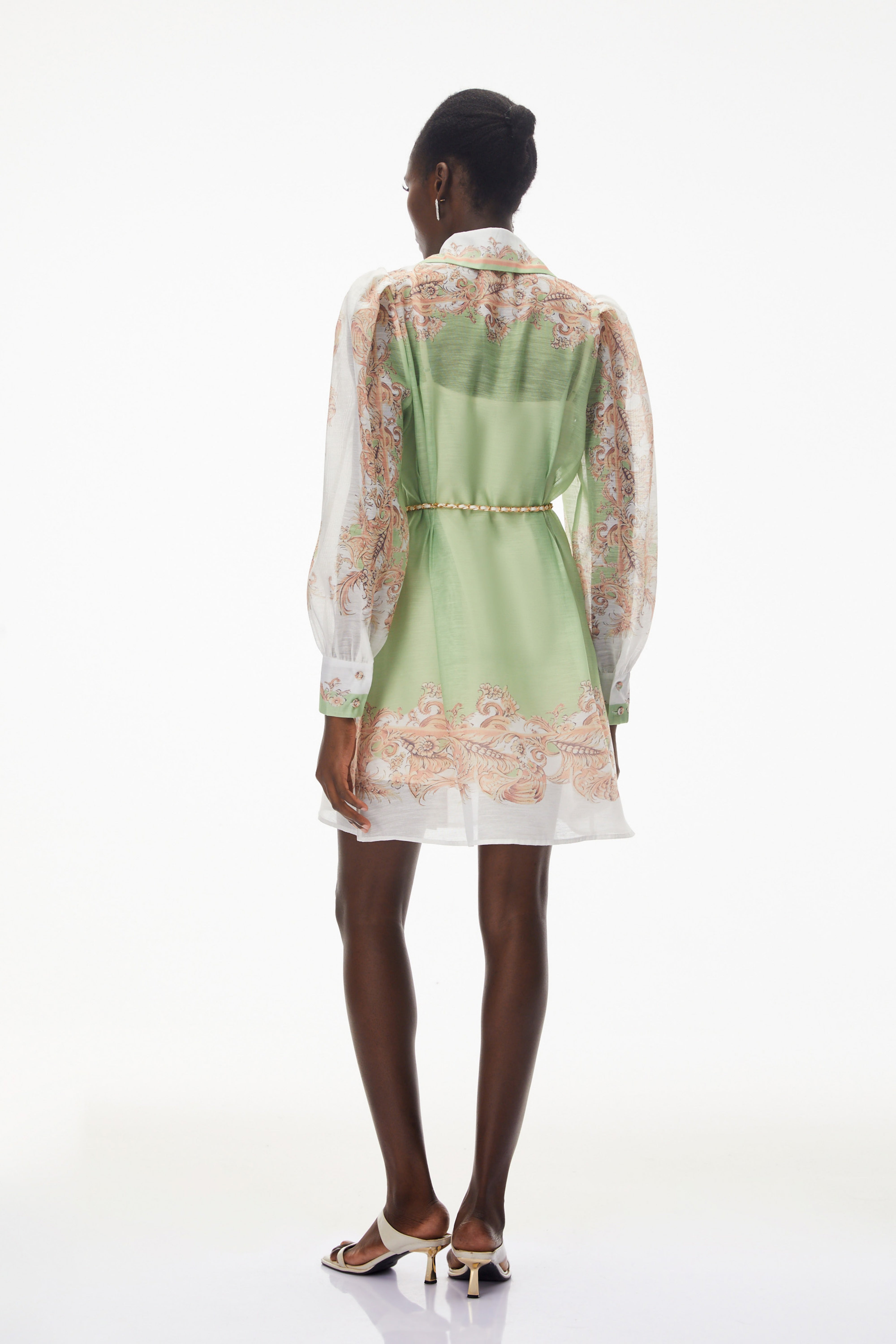 Elisabeth Green Color Block Print Mini Dress