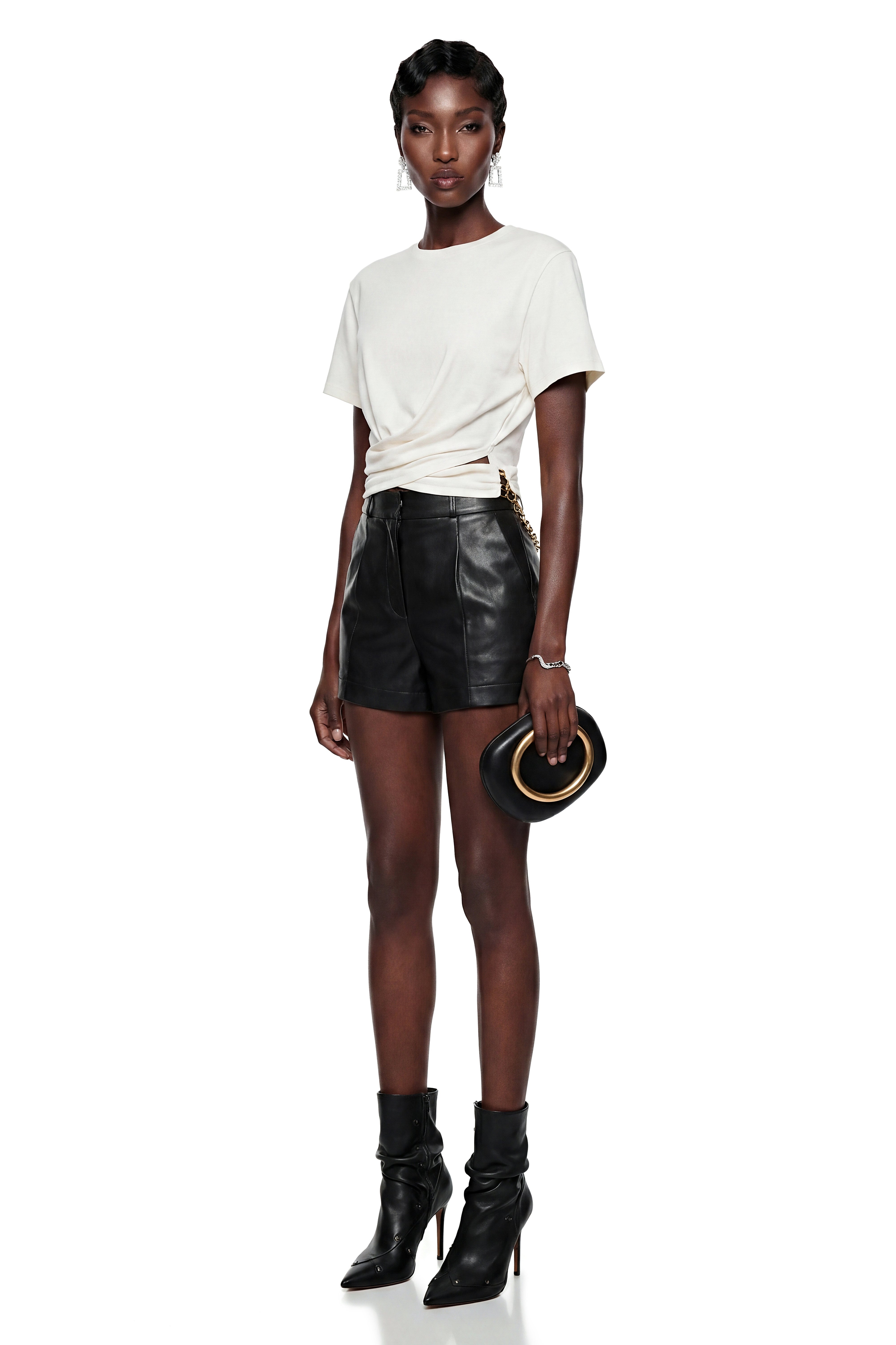 Elisheva White Cross Front Wrap T-Shirt