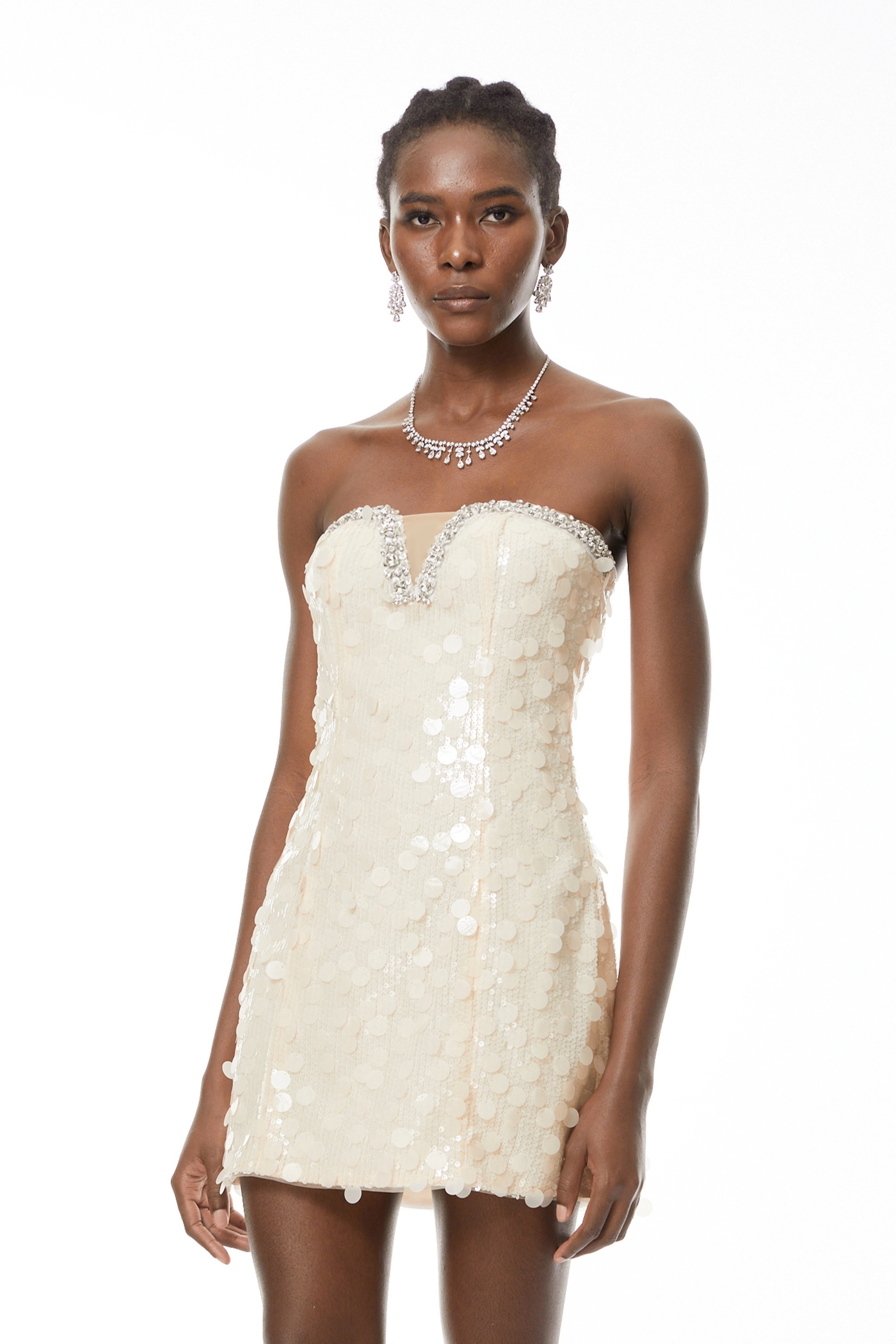 Elliana Cream White Sequin Mini Dress (Final Sale)