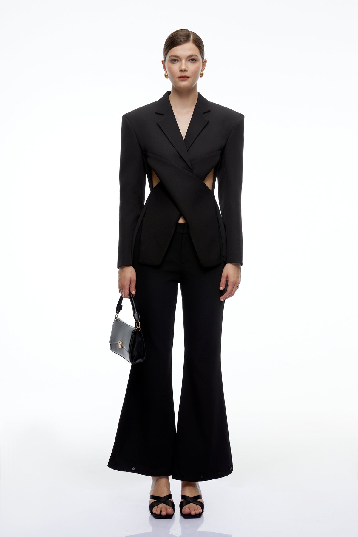 emerie black cut-out tailored blazer