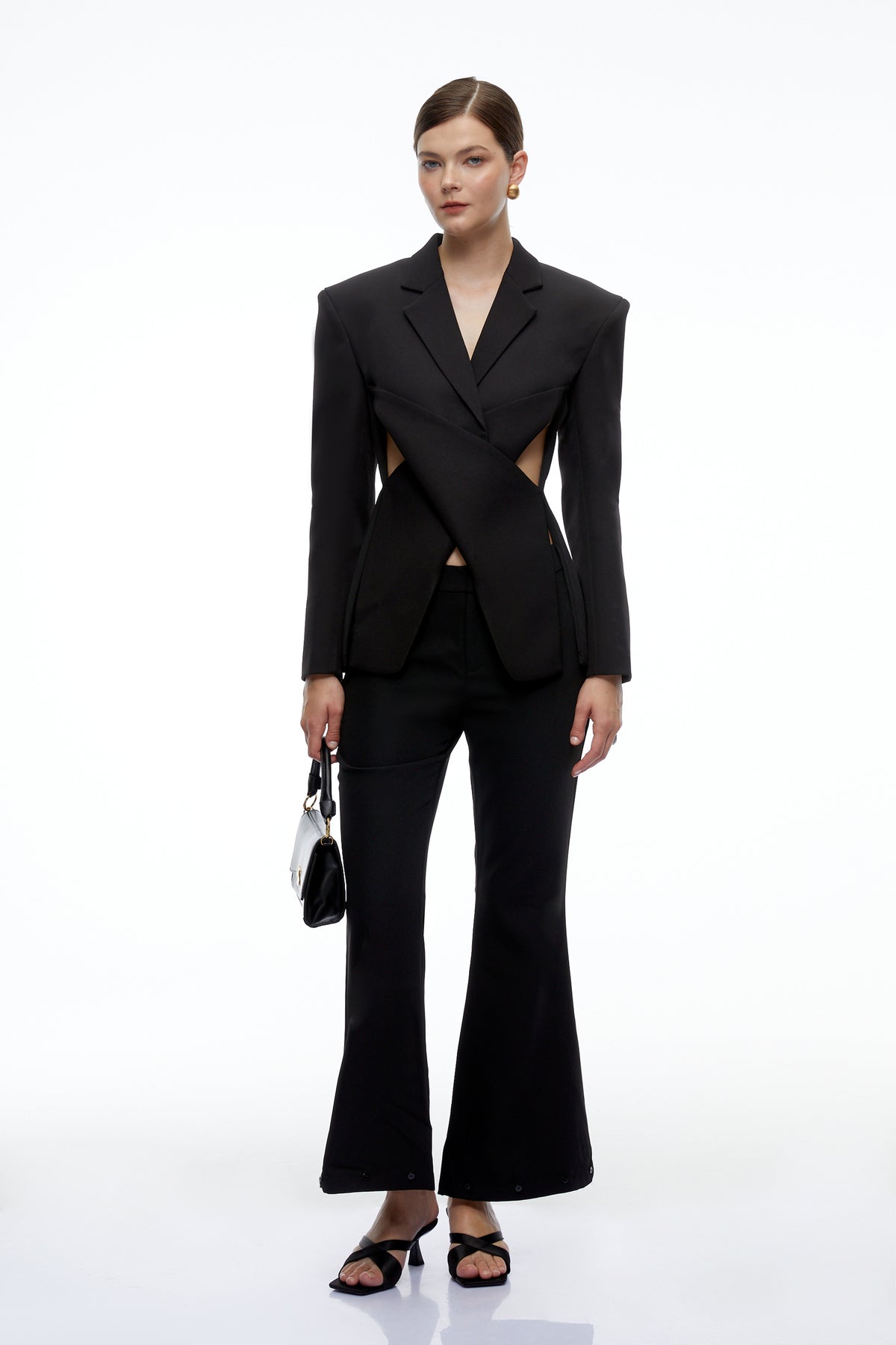 emerie black cut-out tailored blazer
