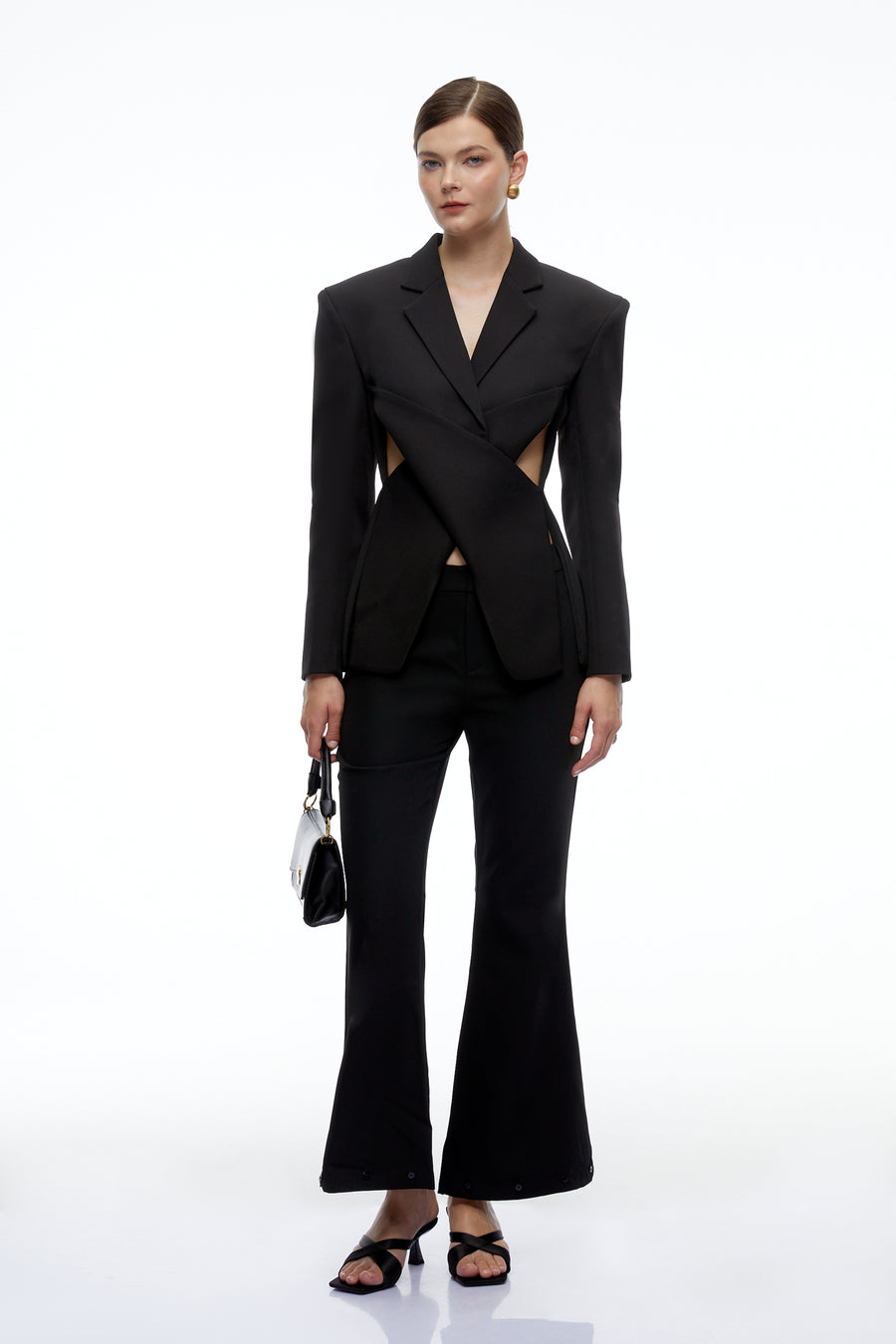 emerie black cut-out tailored blazer