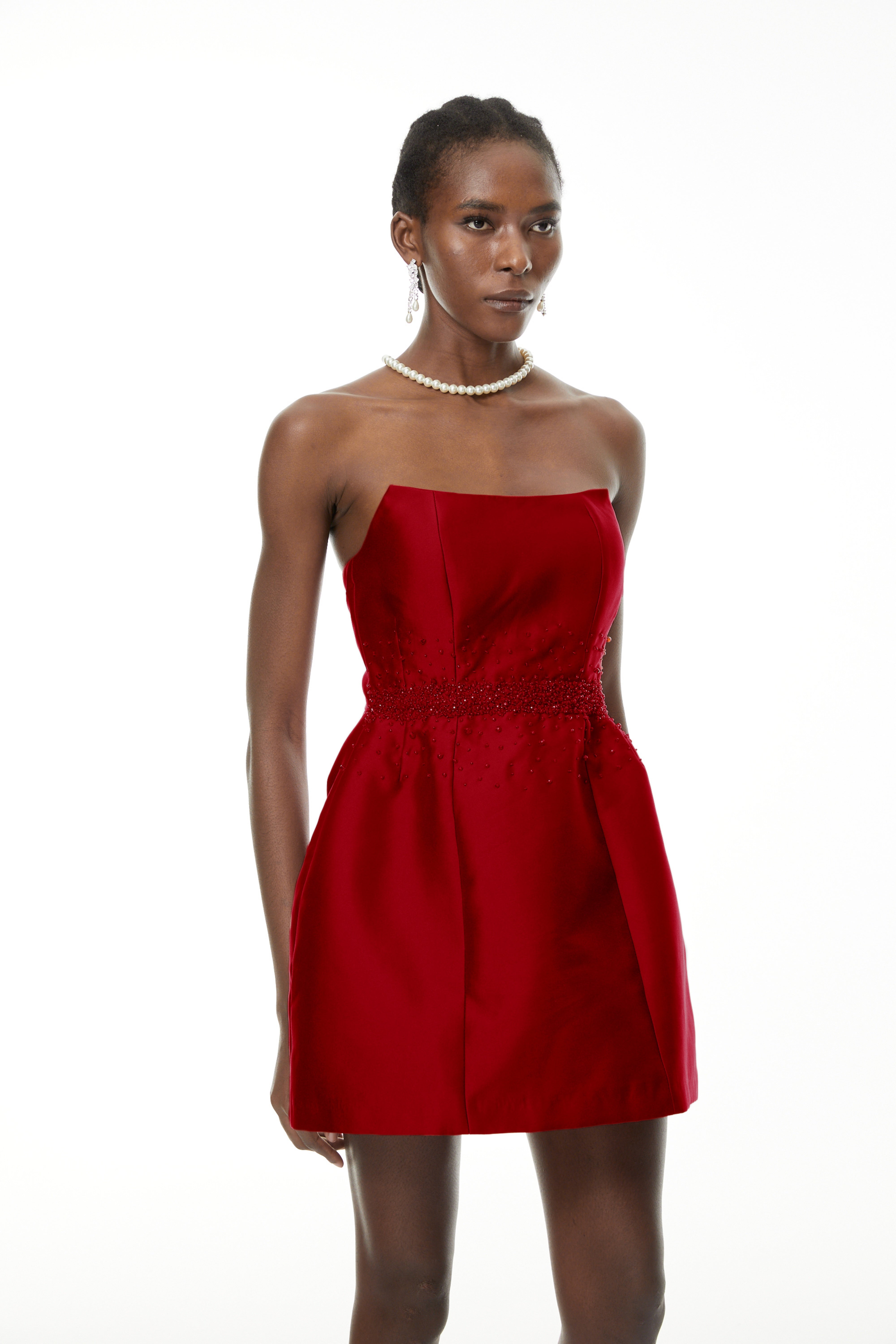 Eneko Red Bead Embellished Mini Dress (Final Sale)