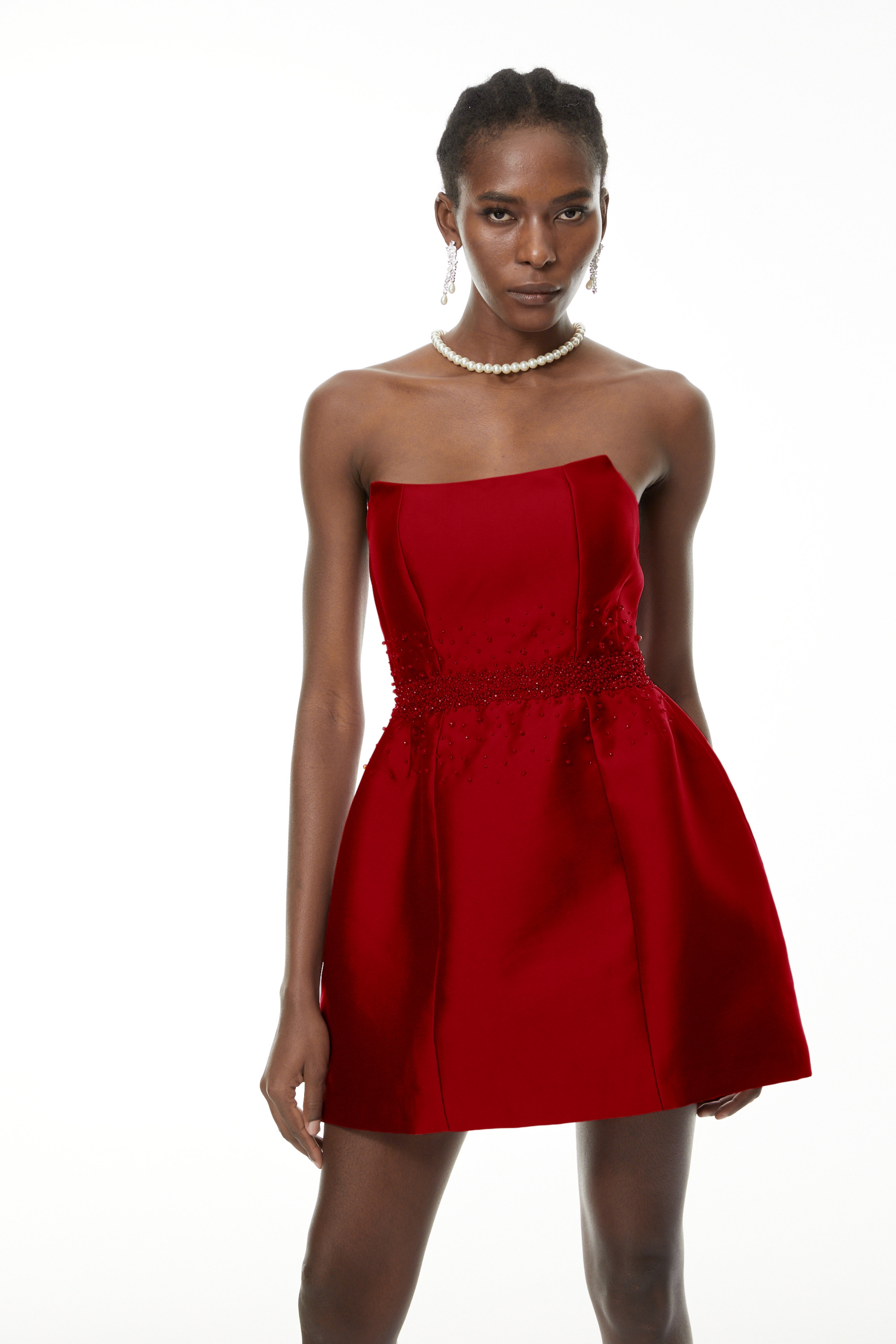 Eneko Red Bead Embellished Mini Dress (Final Sale)