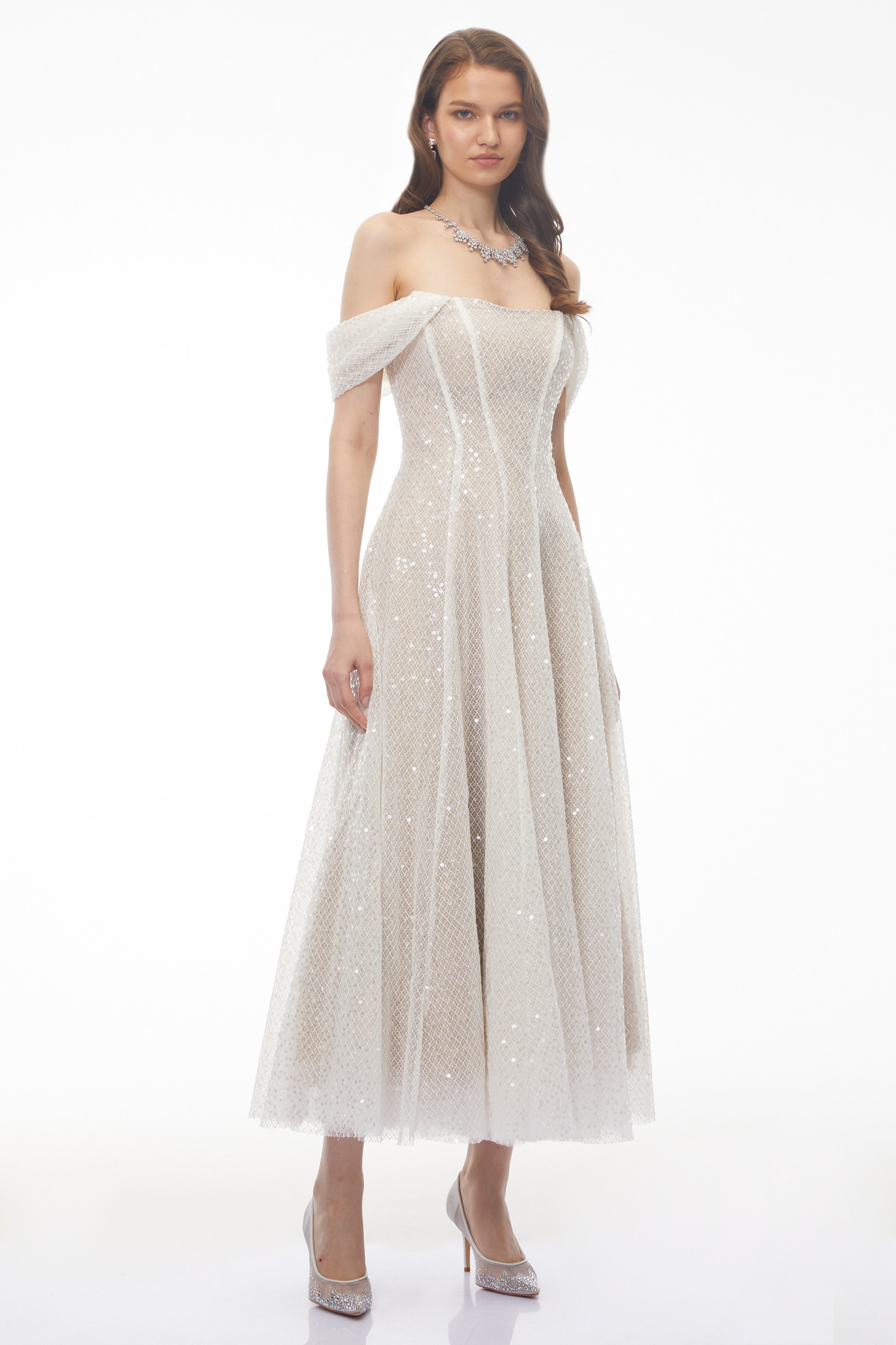 off shoulder white dress maxi Esme White Off Shoulder Embellished Maxi Dress