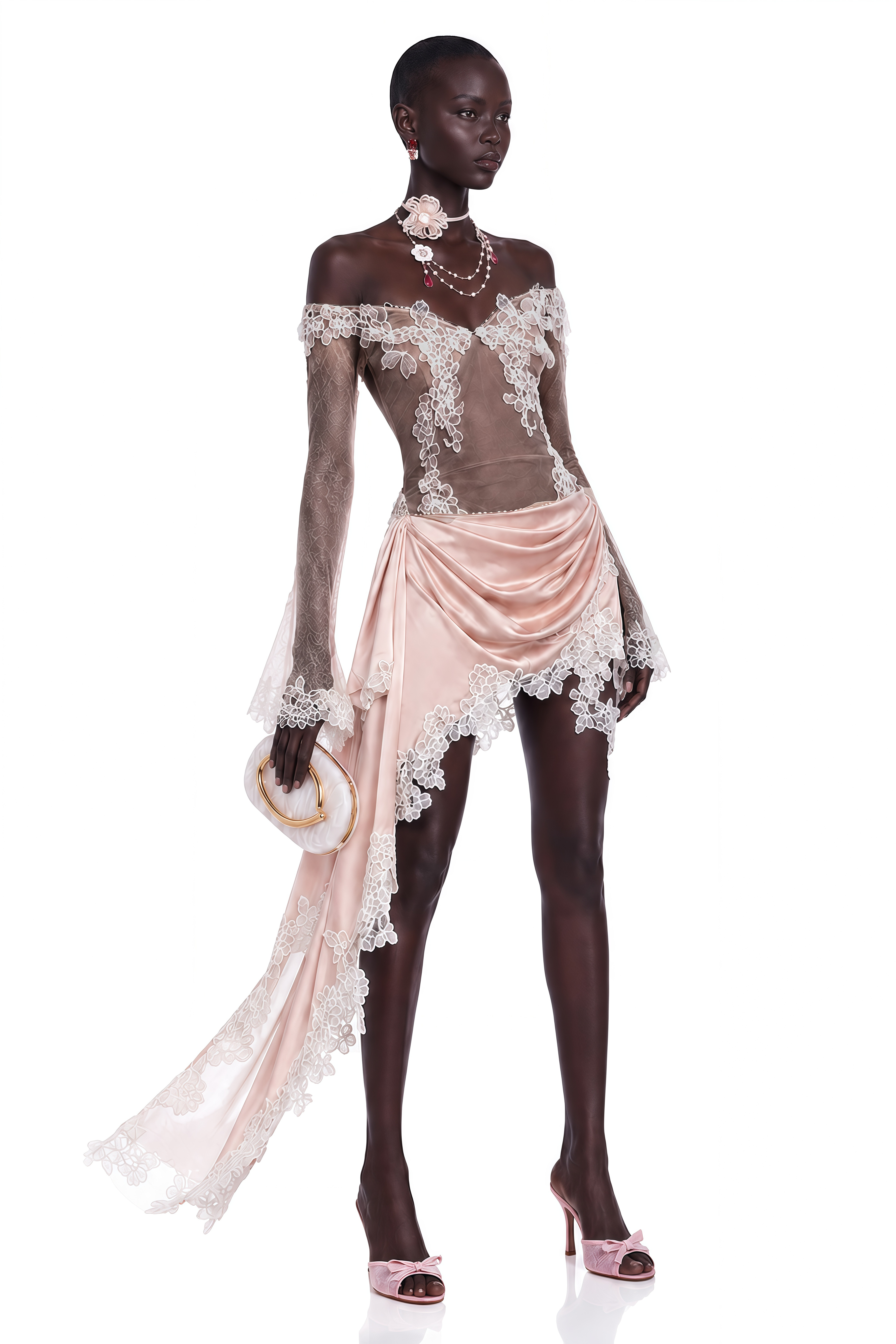 Estelle Pink Asymmetrical Draped Mini Dress