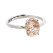 Estelle Red Rutilated Quartz Oval Cabochon Sterling Silver Ring