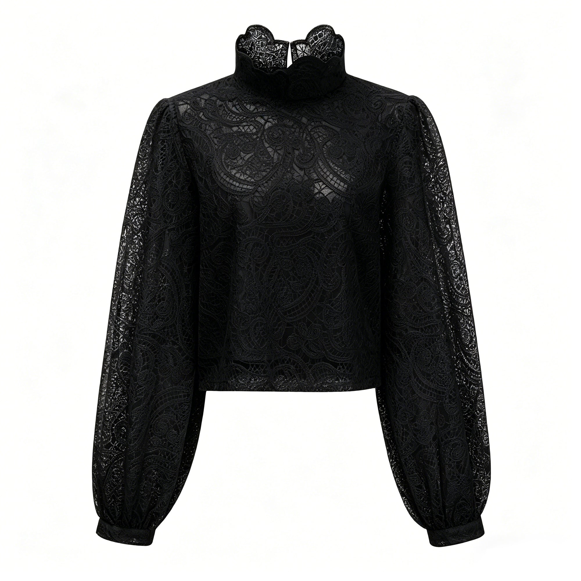 Eulalie Black Lace Blouse & Skirt Set