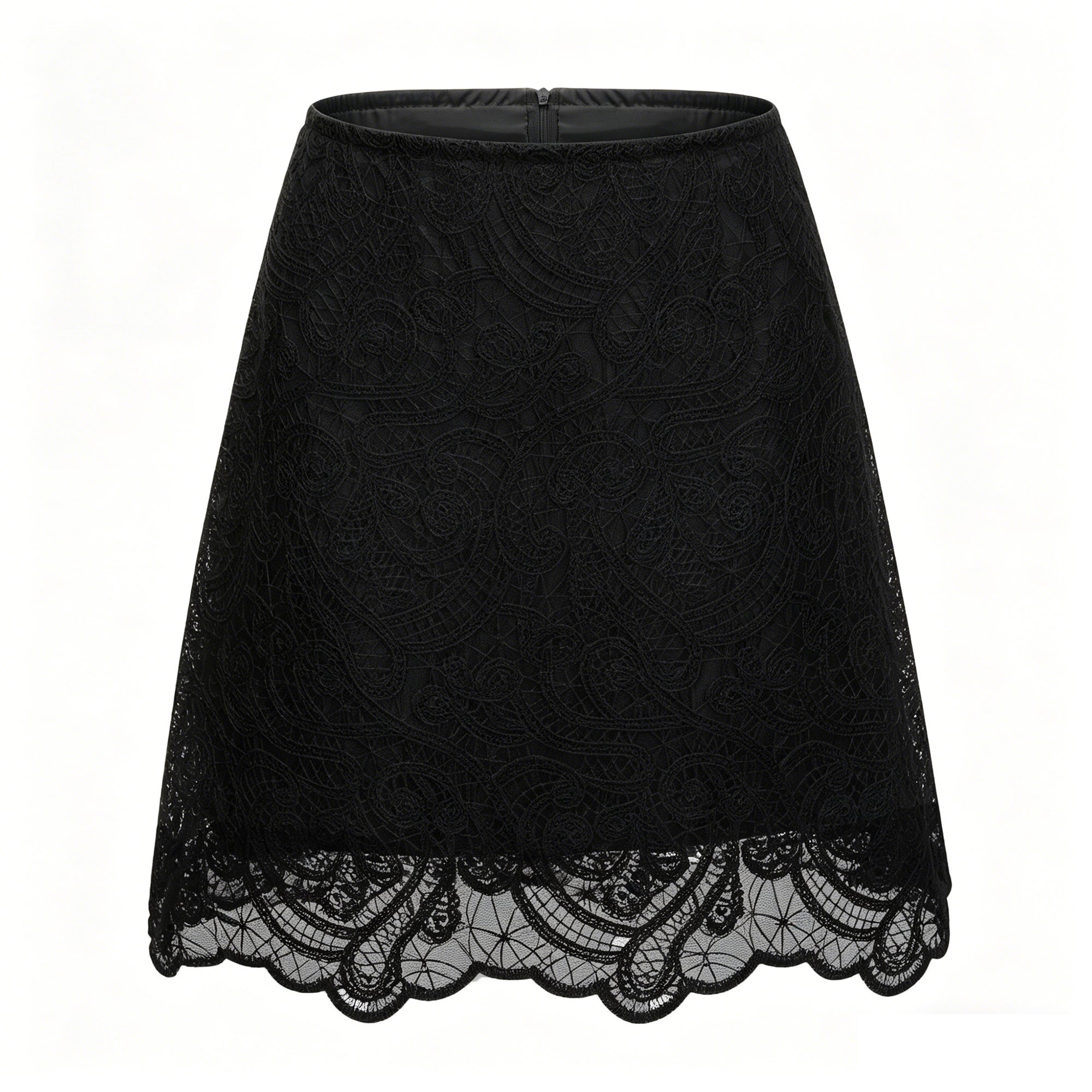 Eulalie Black Lace Blouse & Skirt Set