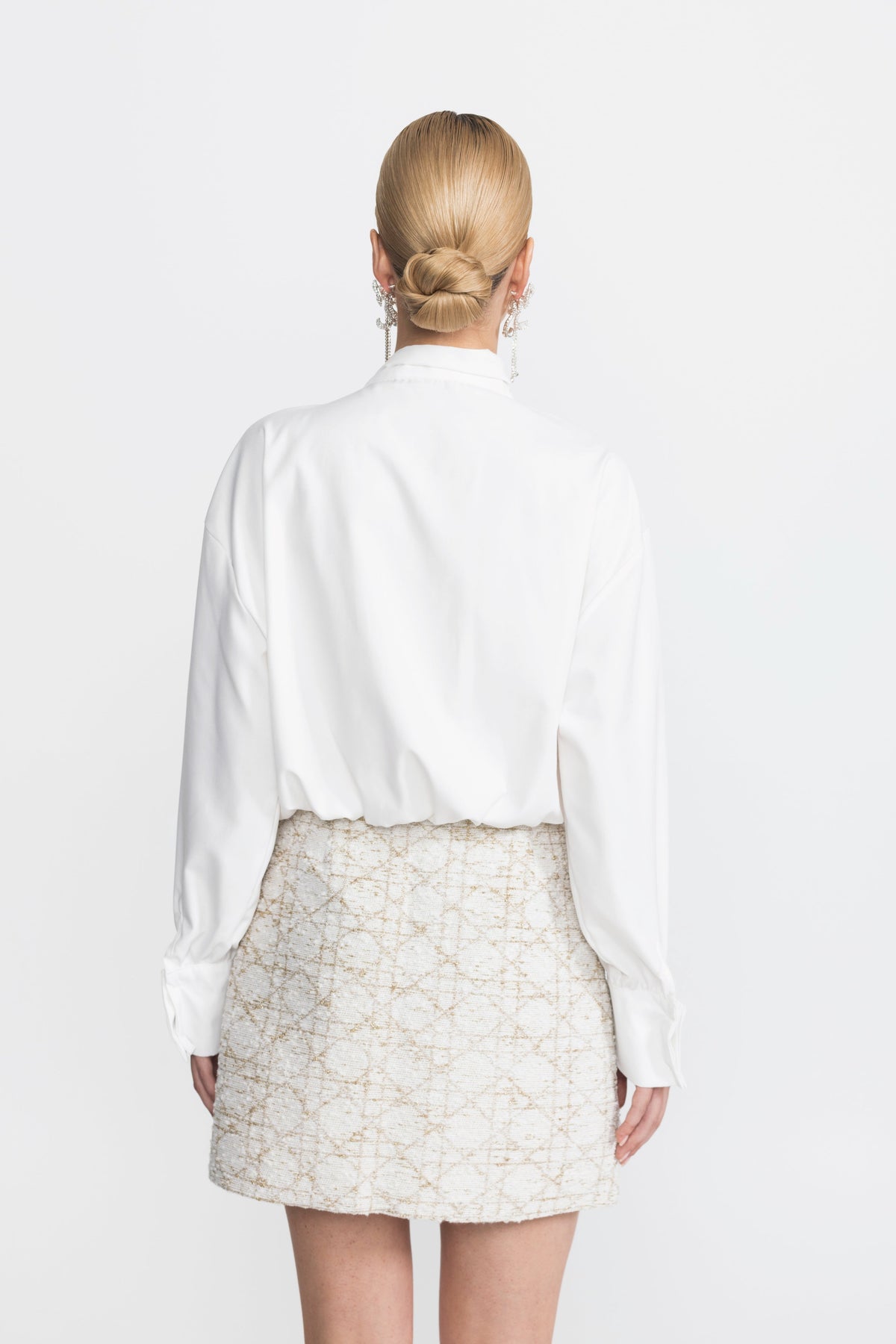 Camille White Oversized Tie Neck Blouse