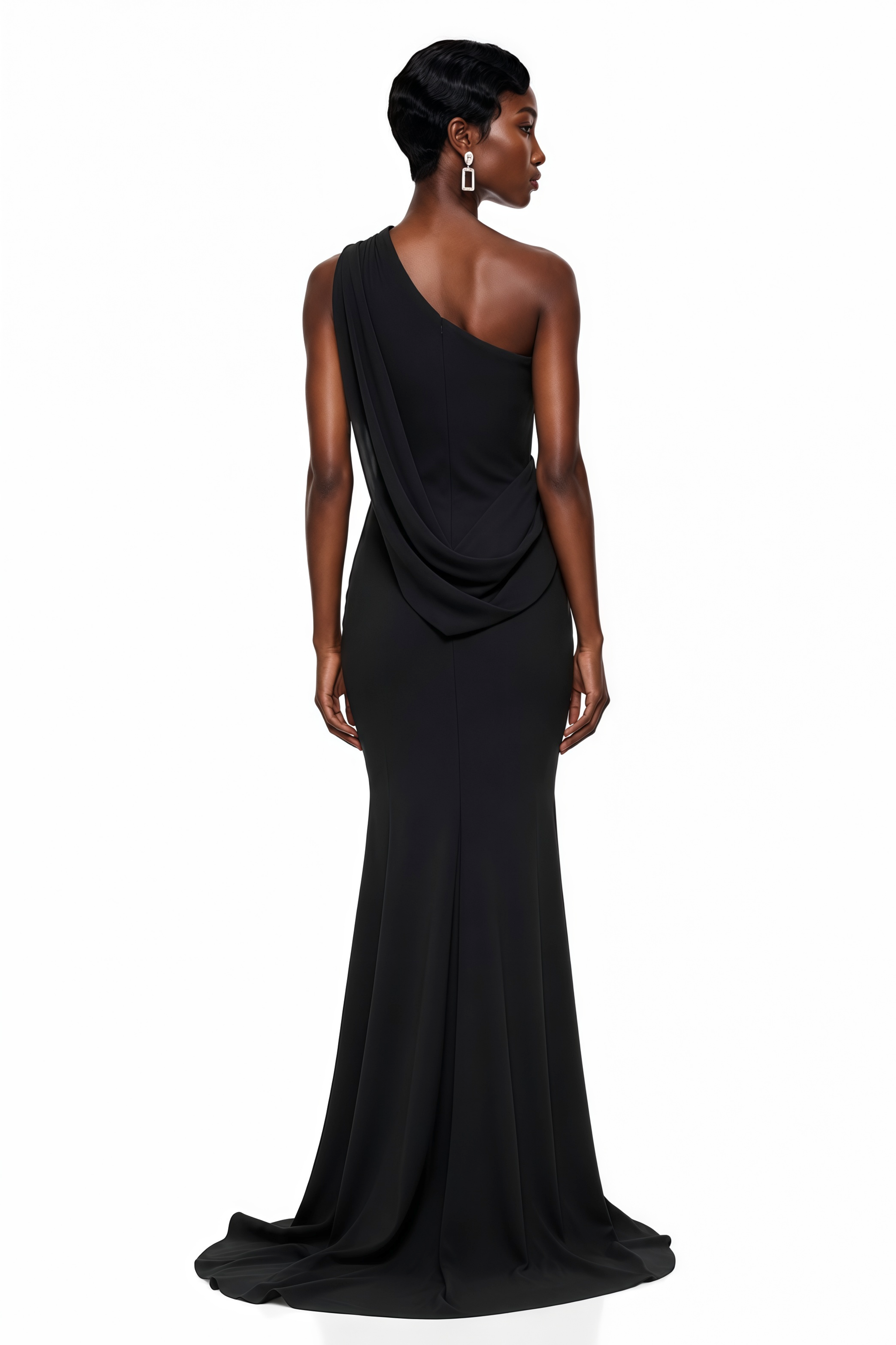 Fadime Black One Shoulder Bodycon Maxi Dress