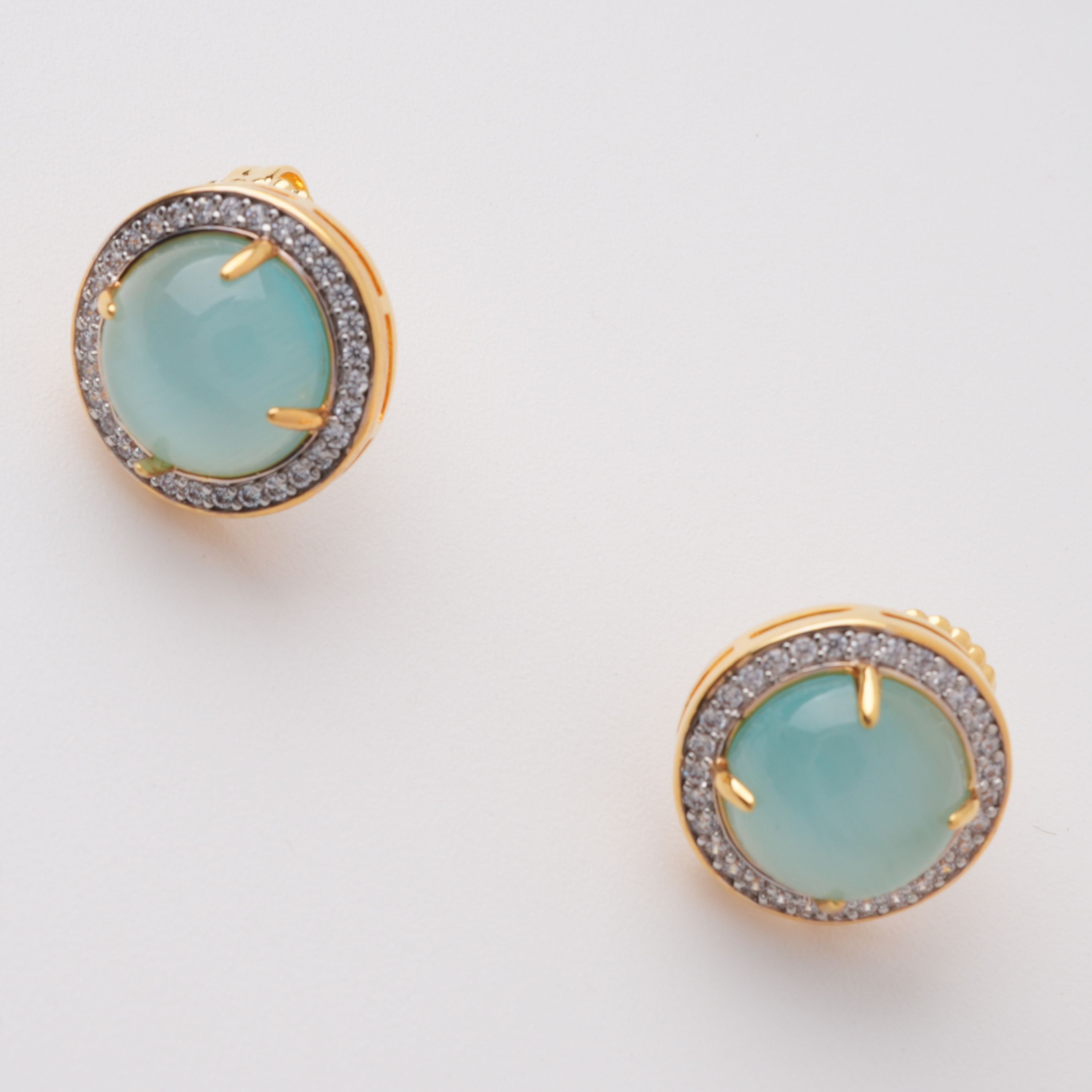 Fahire Aqua Round Cut Gemstone Crystal Earrings