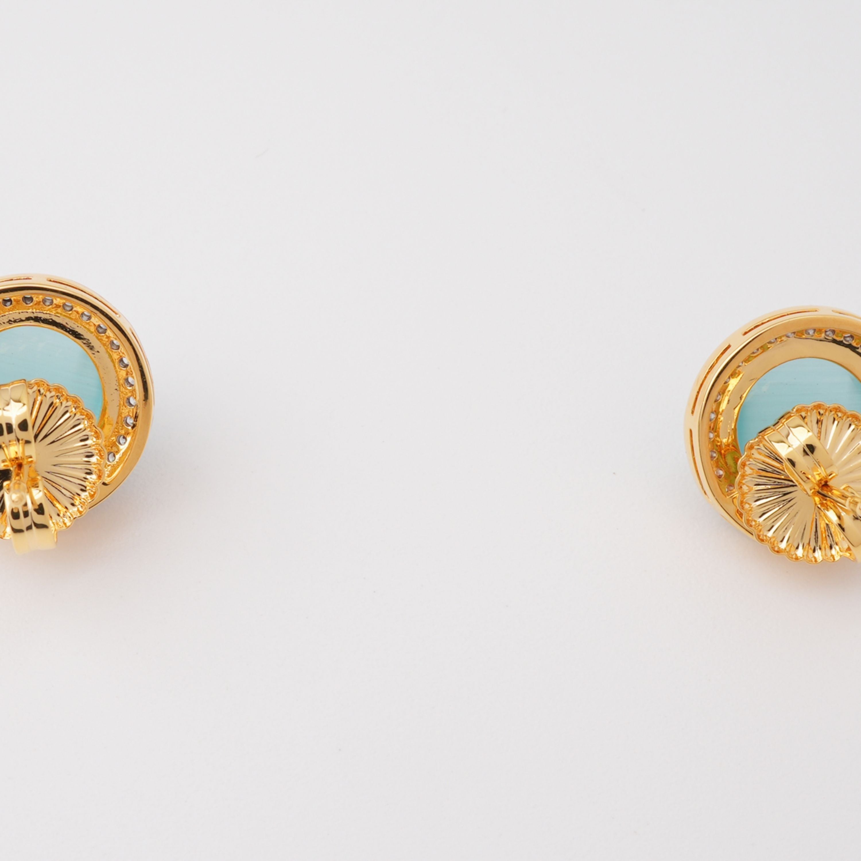 Fahire Aqua Round Cut Gemstone Crystal Earrings