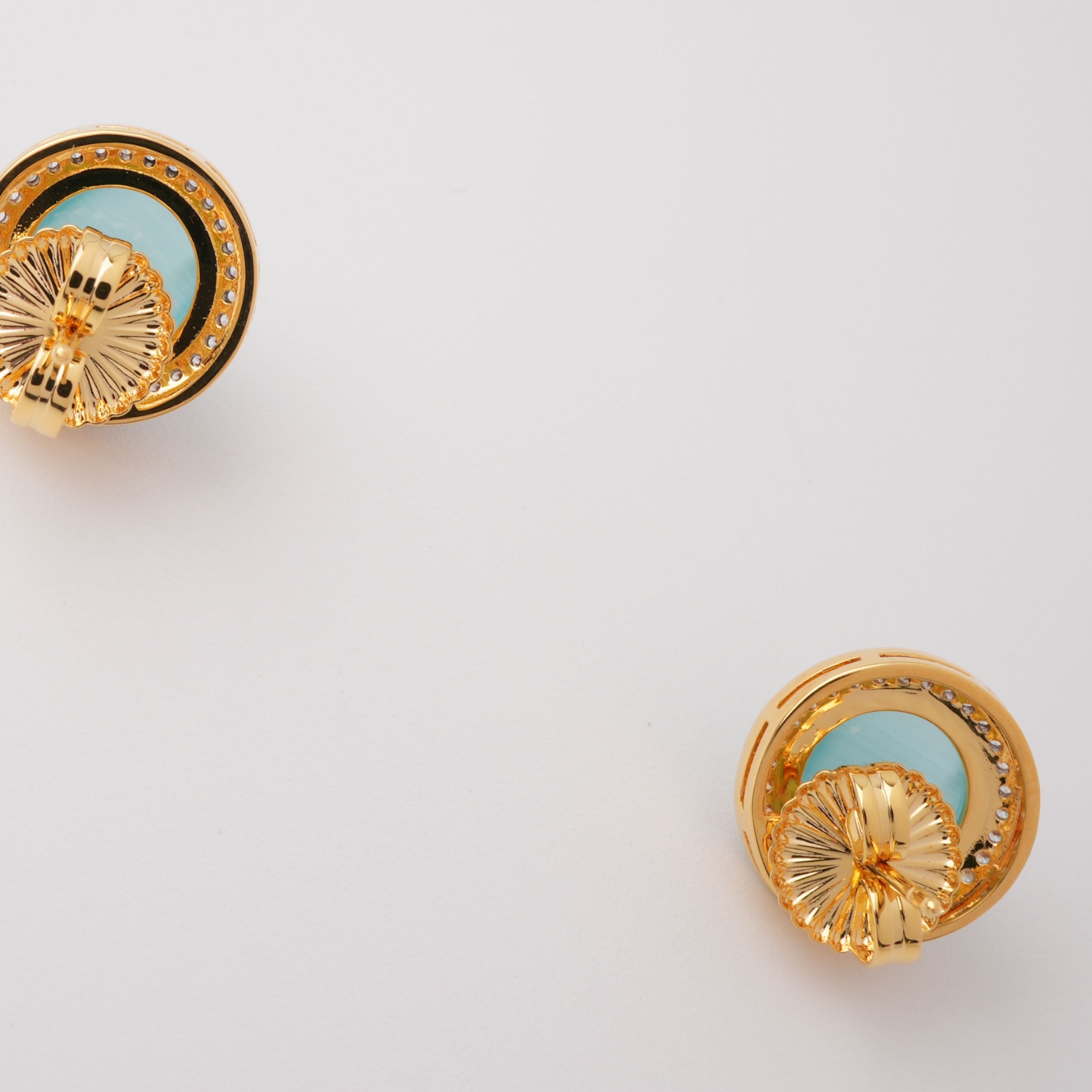 Fahire Aqua Round Cut Gemstone Crystal Earrings