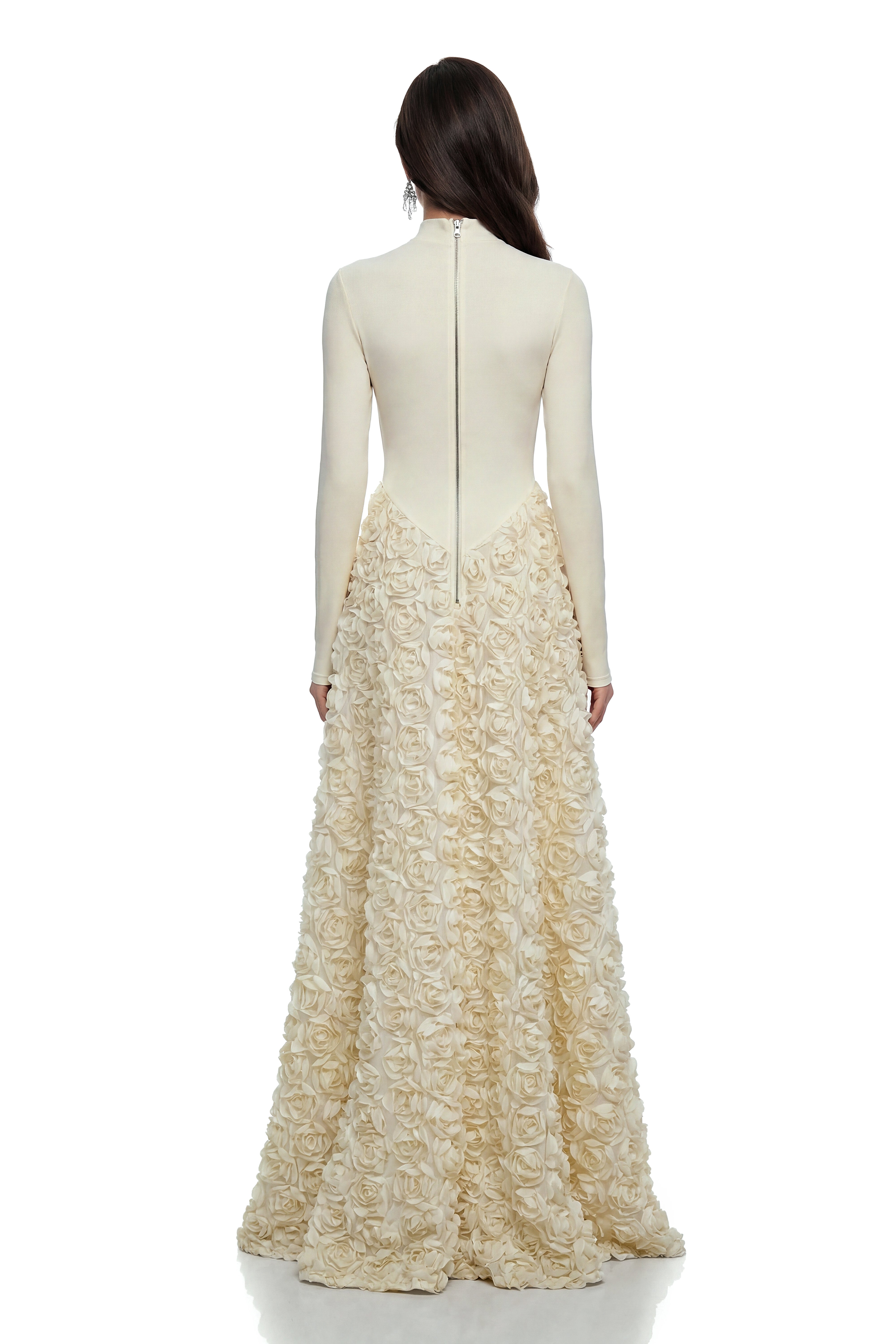 Faustine White Maxi Dress with 3D Florals