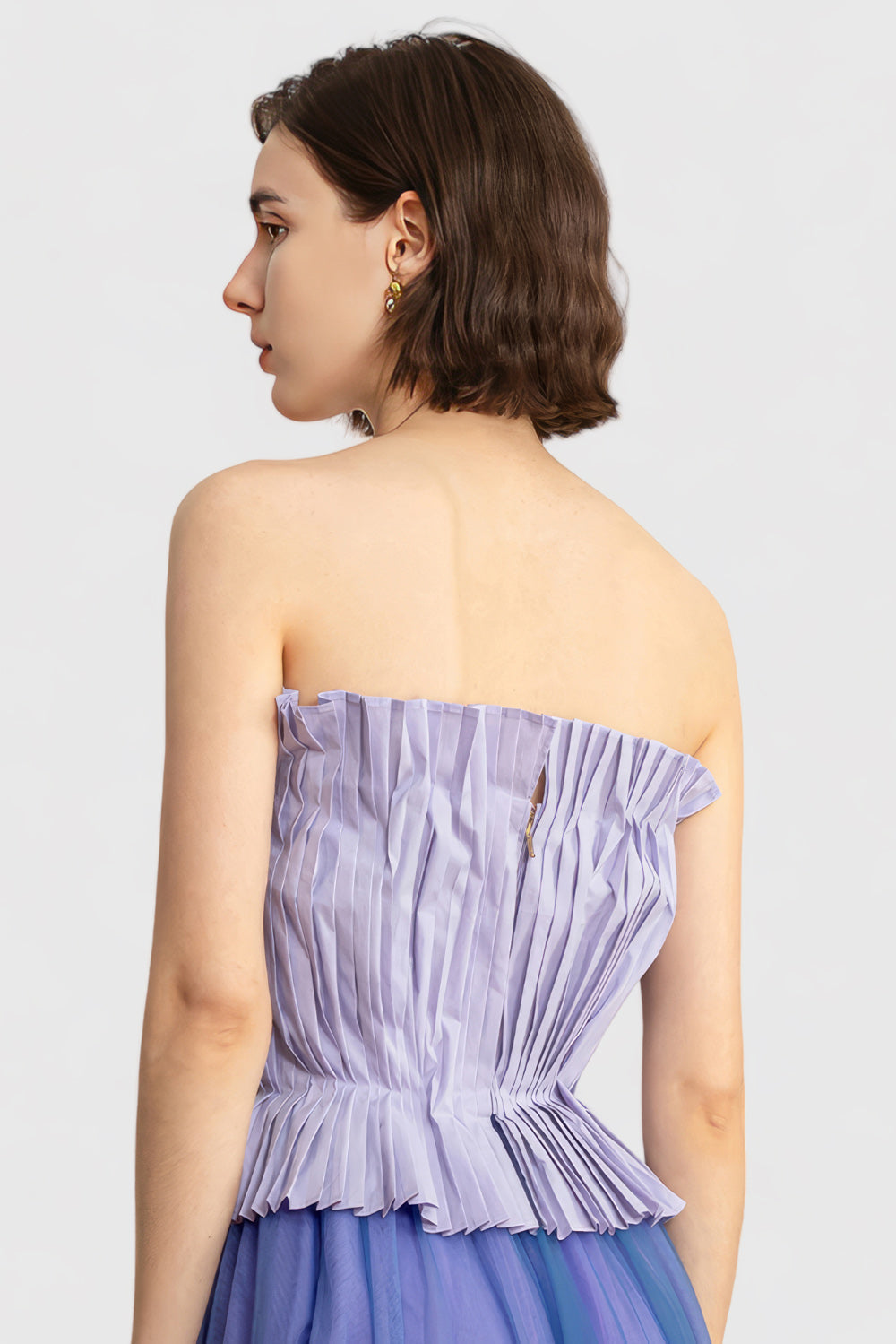 Strapless Pleated Top - Purple