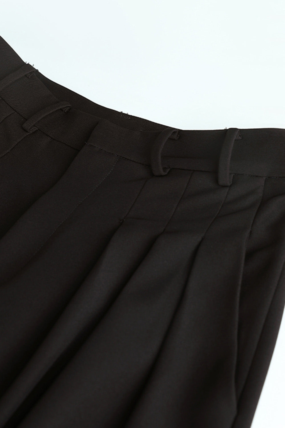 Wide Leg Pleated Trousers - Black