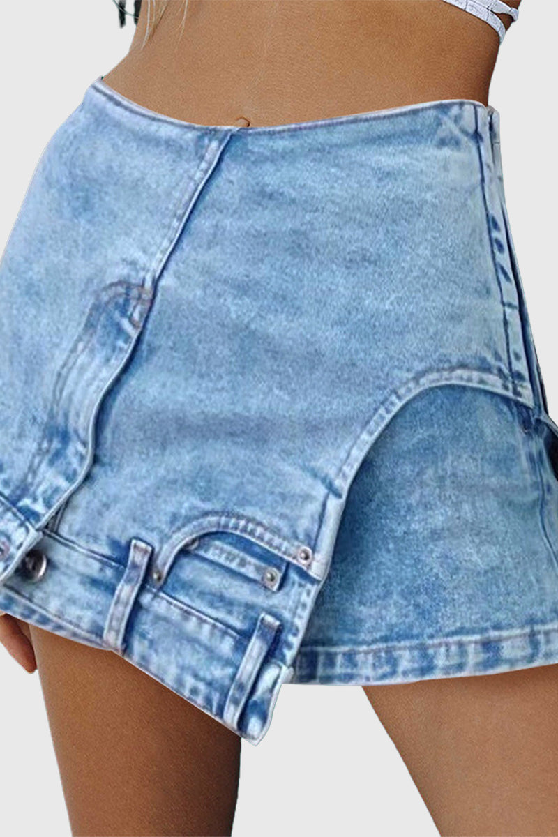 Upside Down Mini Skirt - Blue